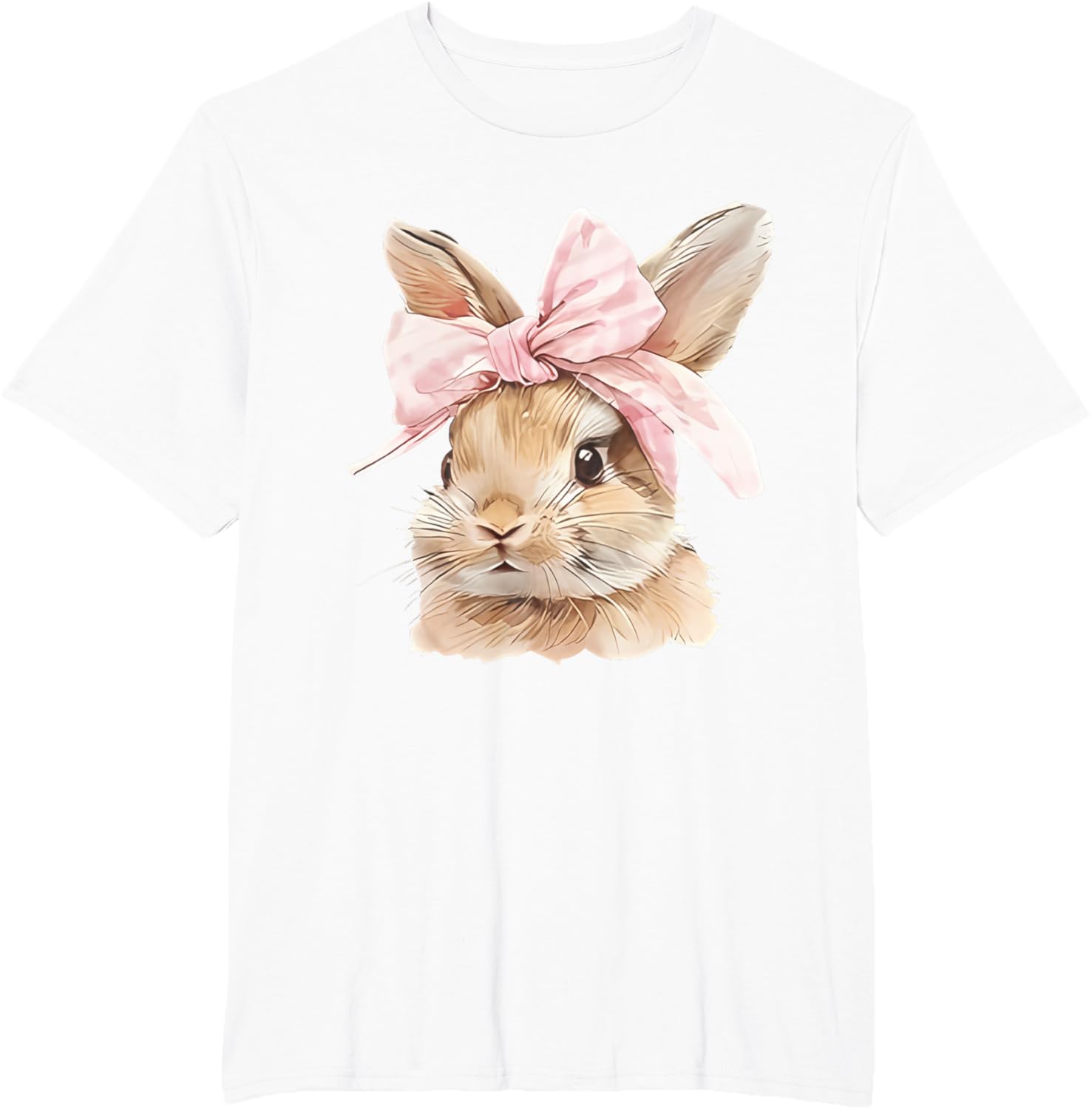 Cute Easter Bunny Face Coquette Bow Easter Day Girls Women T-Shirt