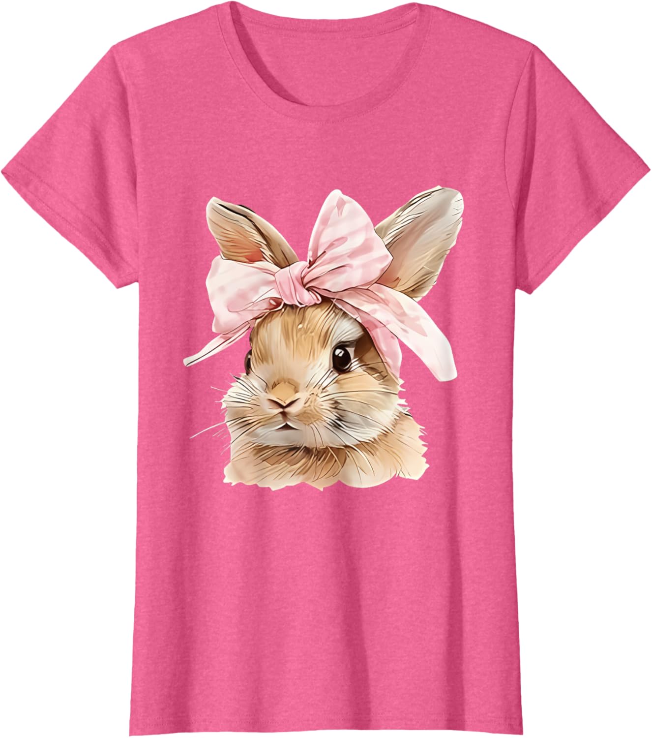 Cute Easter Bunny Face Coquette Bow Easter Day Girls Women T-Shirt