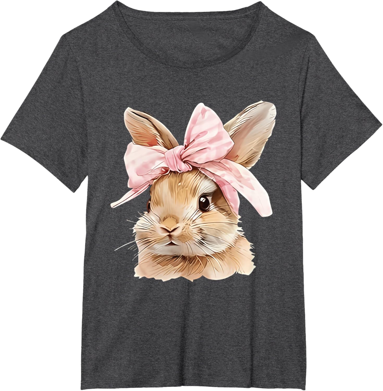 Cute Easter Bunny Face Coquette Bow Easter Day Girls Women T-Shirt