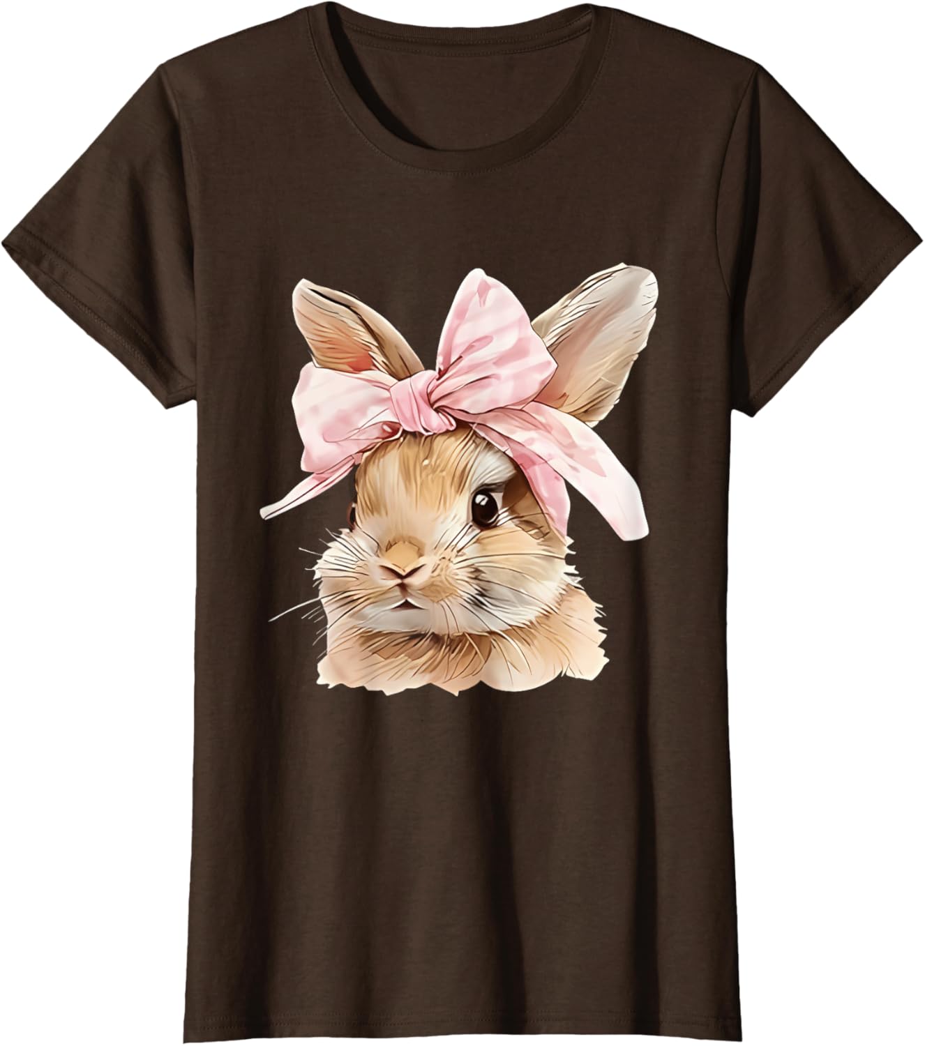 Cute Easter Bunny Face Coquette Bow Easter Day Girls Women T-Shirt