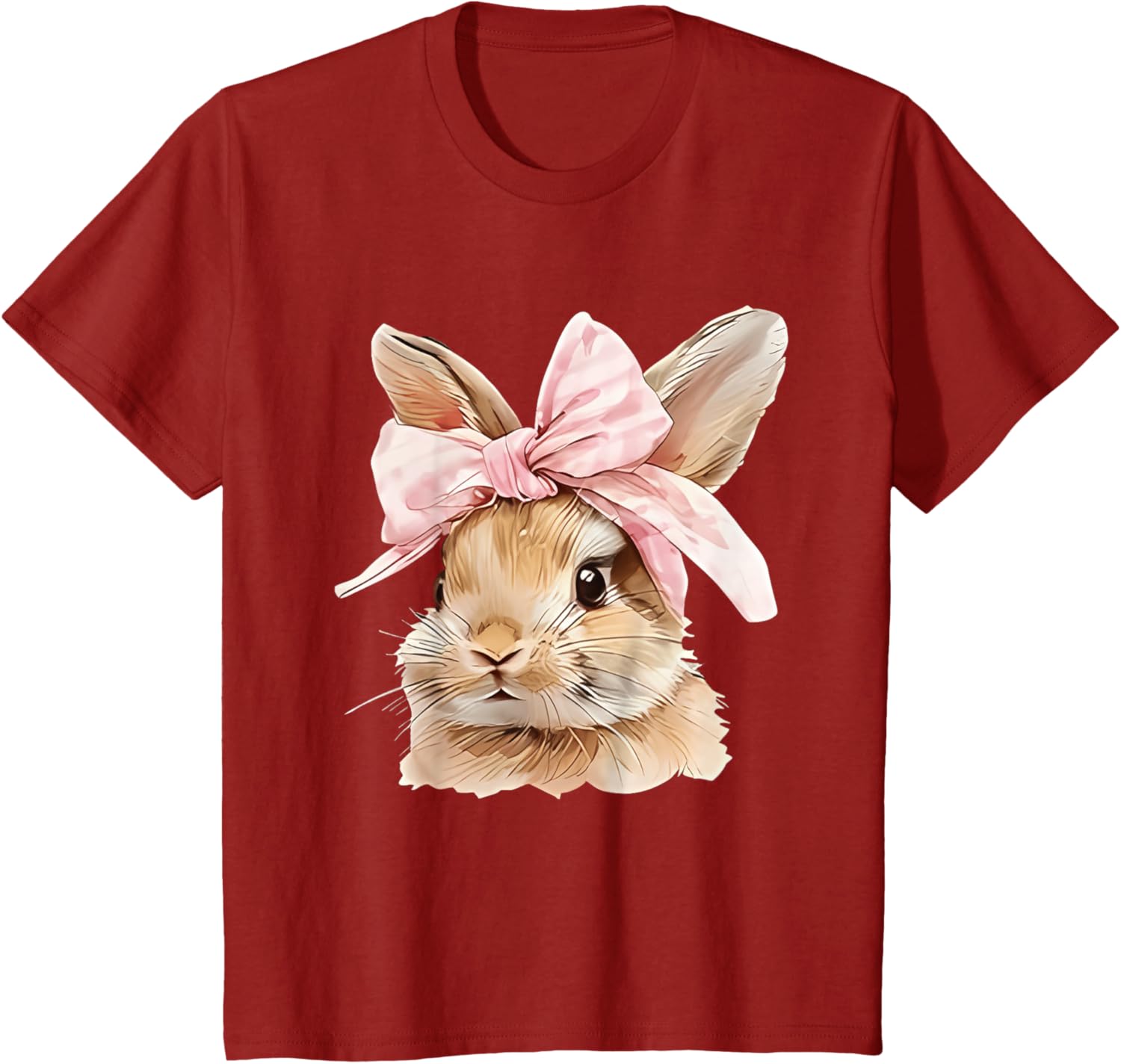 Cute Easter Bunny Face Coquette Bow Easter Day Girls Women T-Shirt