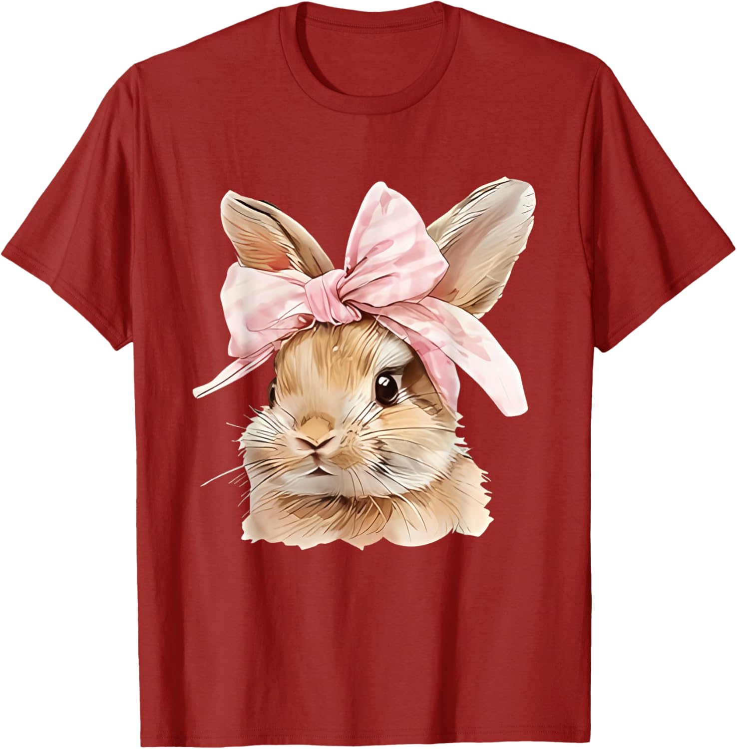 Cute Easter Bunny Face Coquette Bow Easter Day Girls Women T-Shirt