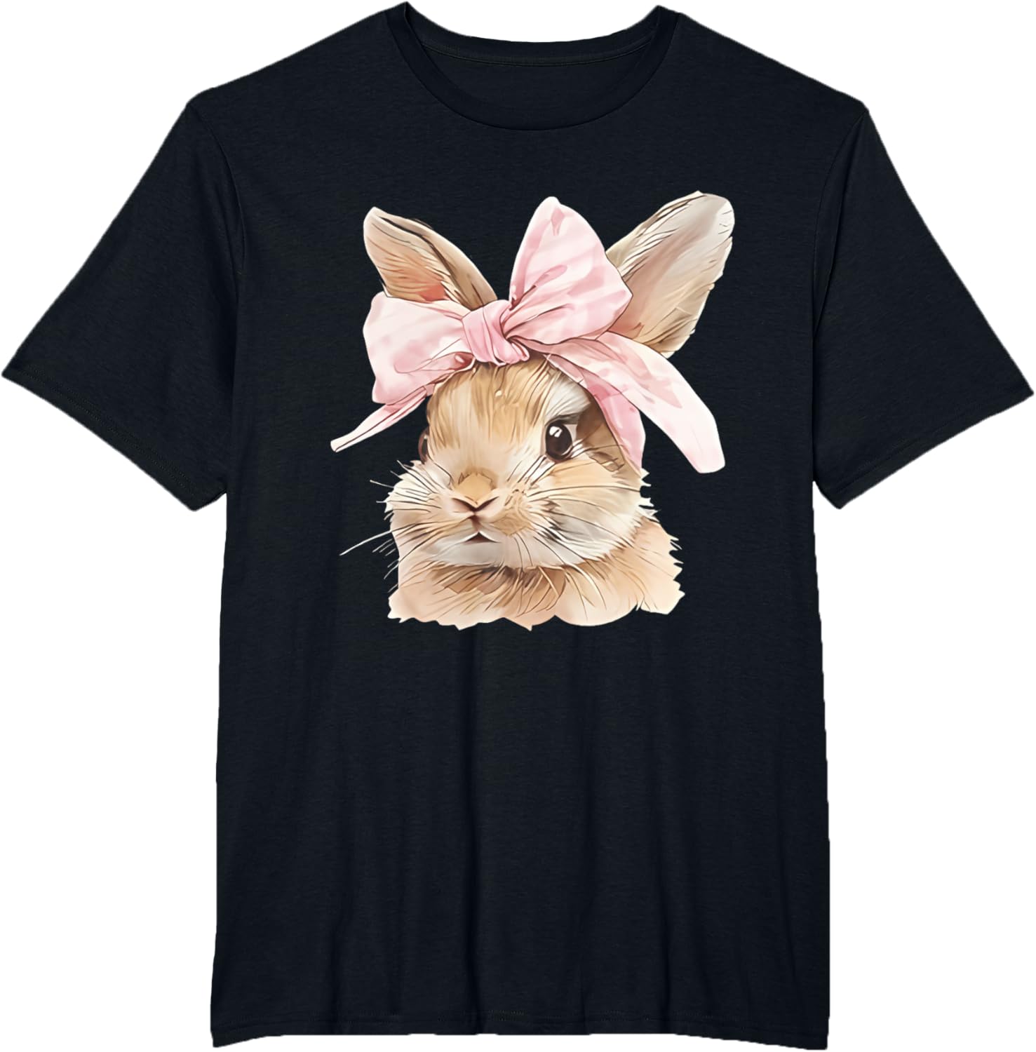 Cute Easter Bunny Face Coquette Bow Easter Day Girls Women T-Shirt