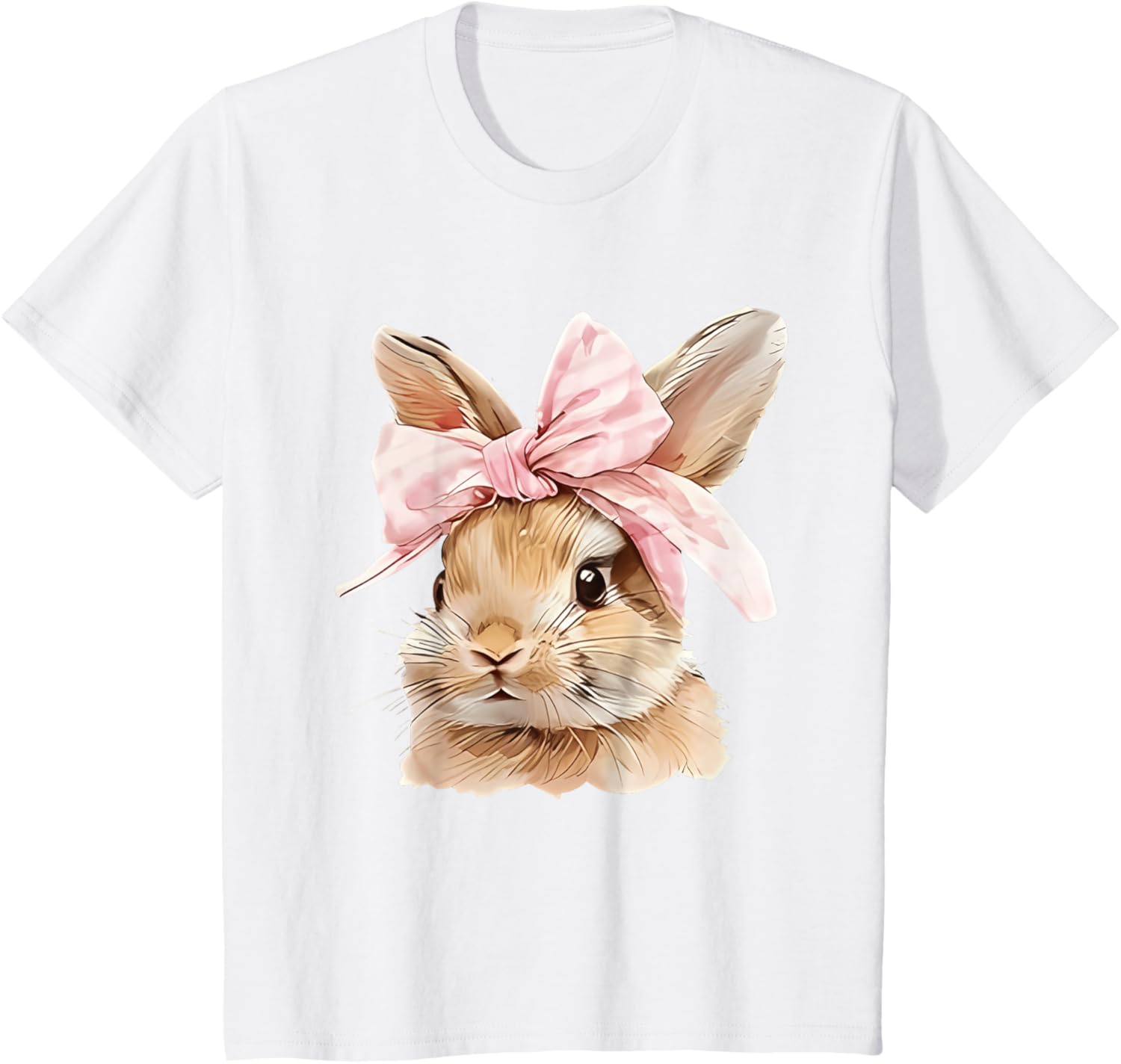 Cute Easter Bunny Face Coquette Bow Easter Day Girls Women T-Shirt