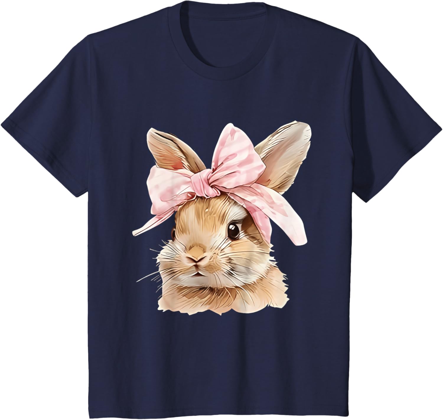 Cute Easter Bunny Face Coquette Bow Easter Day Girls Women T-Shirt