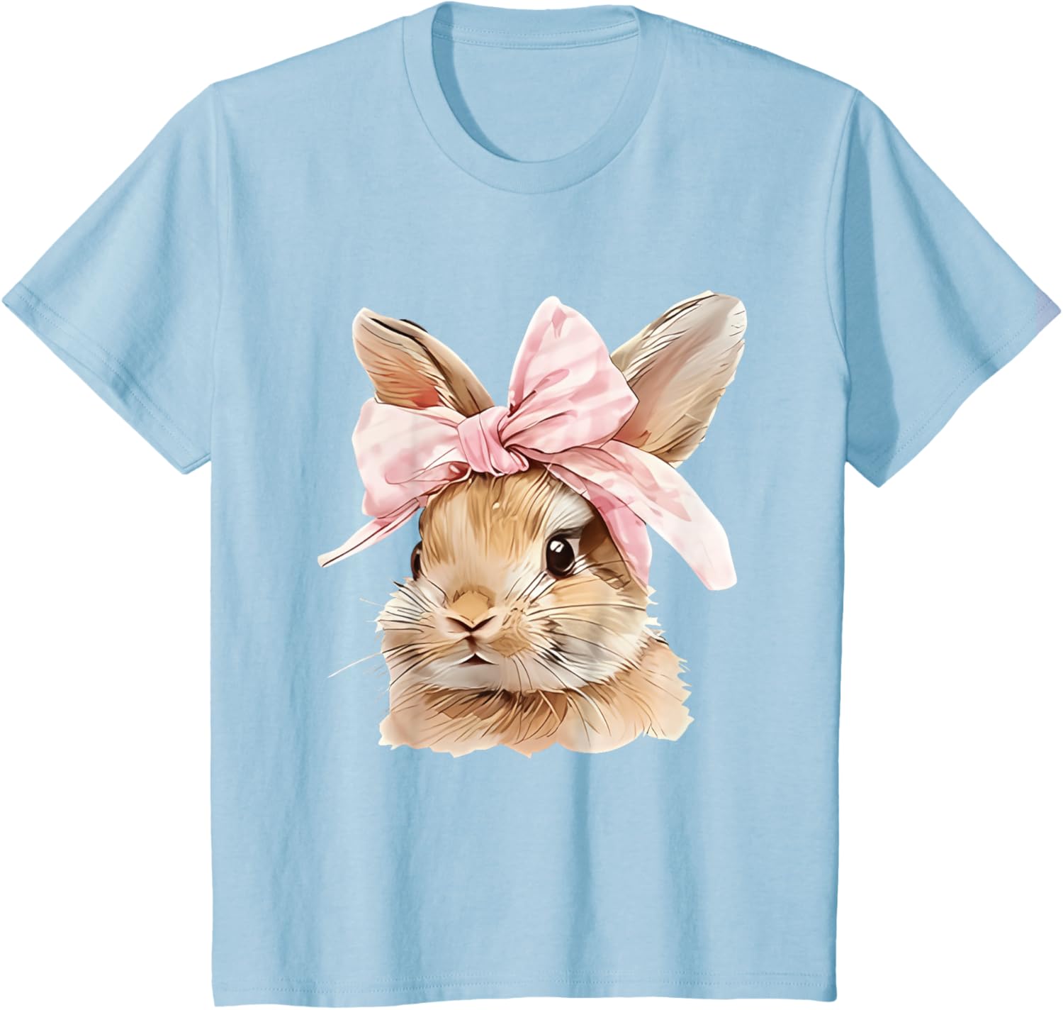 Cute Easter Bunny Face Coquette Bow Easter Day Girls Women T-Shirt