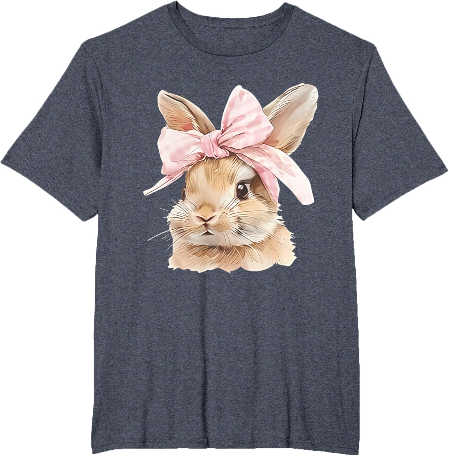 Cute Easter Bunny Face Coquette Bow Easter Day Girls Women T-Shirt