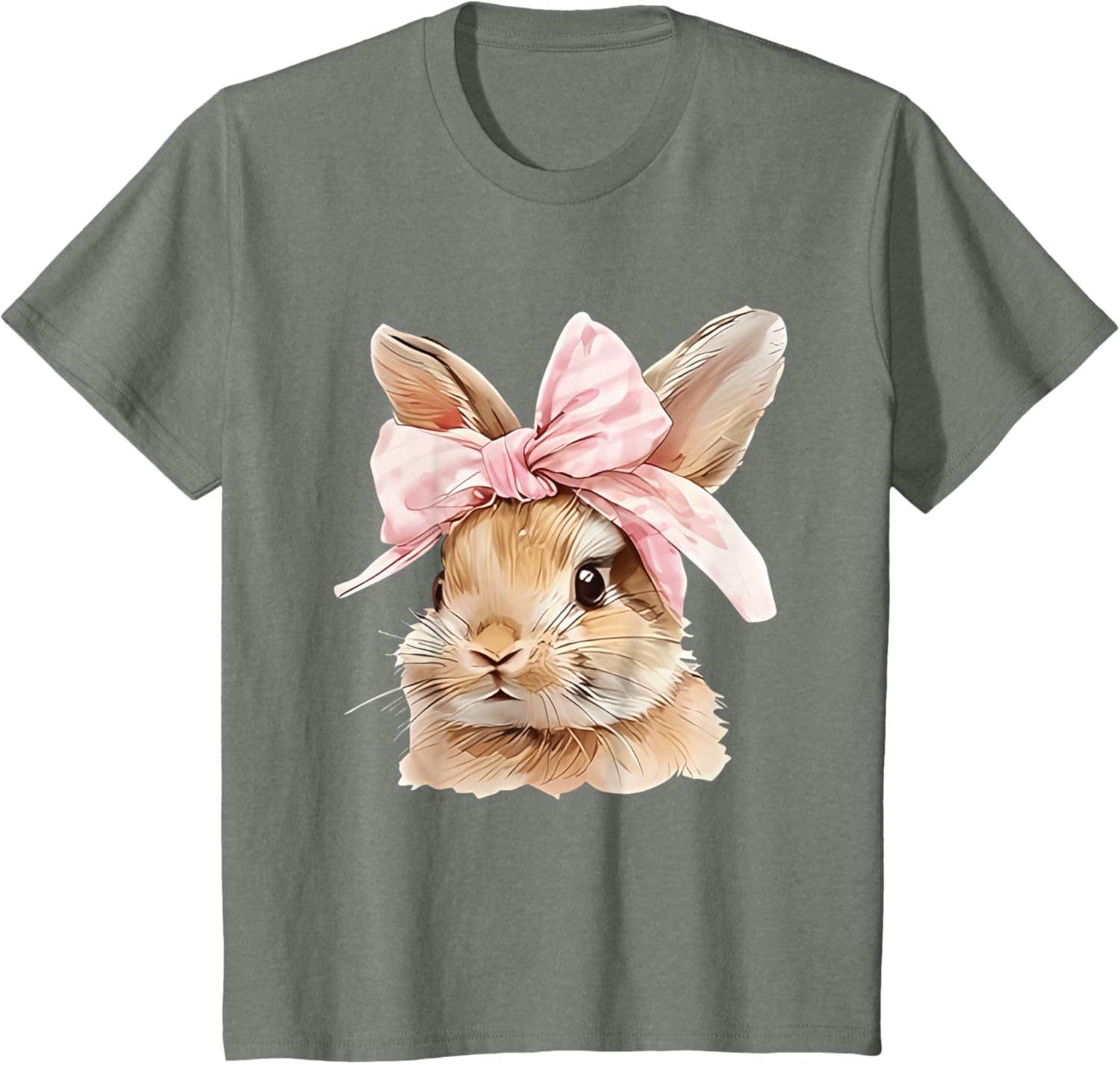 Cute Easter Bunny Face Coquette Bow Easter Day Girls Women T-Shirt