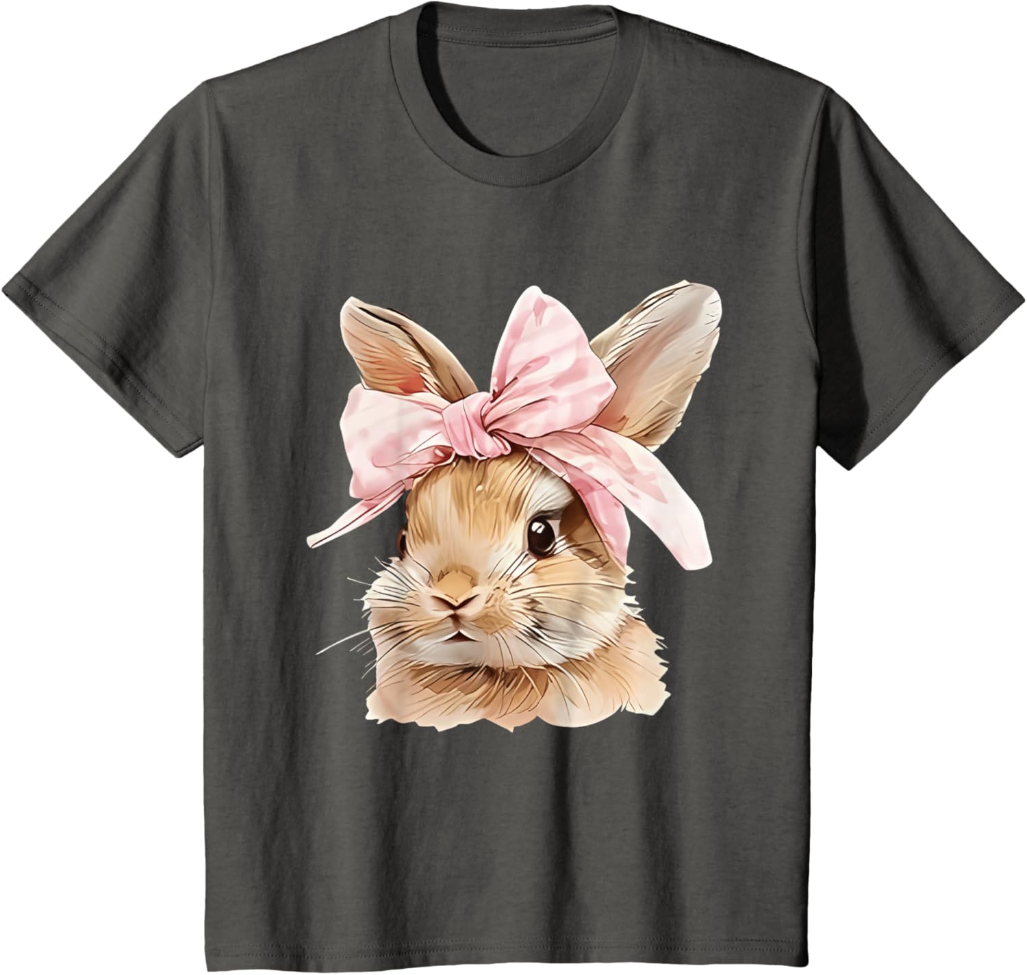 Cute Easter Bunny Face Coquette Bow Easter Day Girls Women T-Shirt