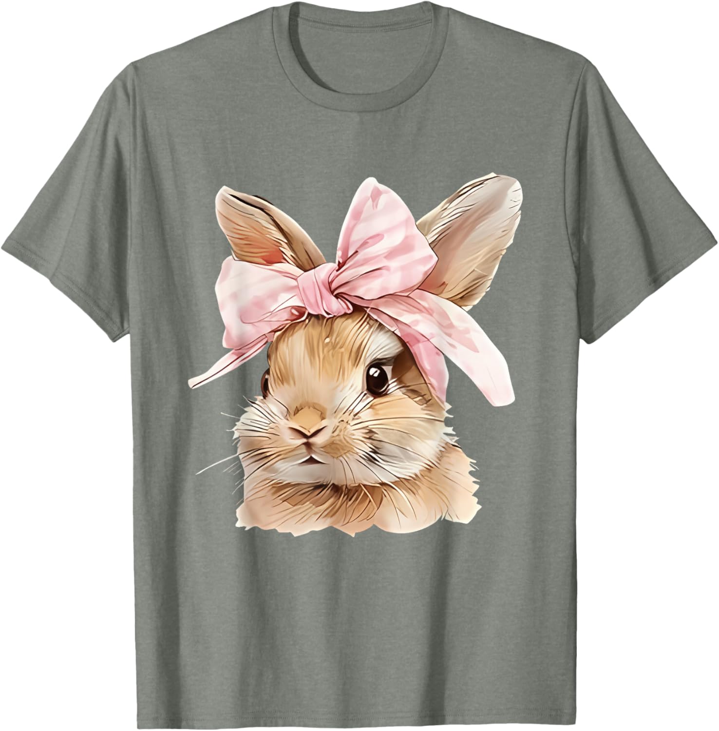 Cute Easter Bunny Face Coquette Bow Easter Day Girls Women T-Shirt