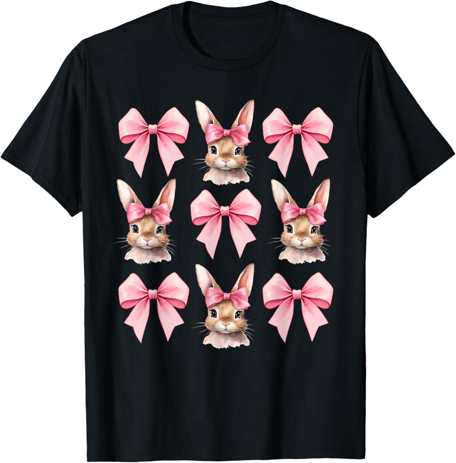 Cute Easter Bunny Face Coquette Bow Easter Day Girls Women T-Shirt