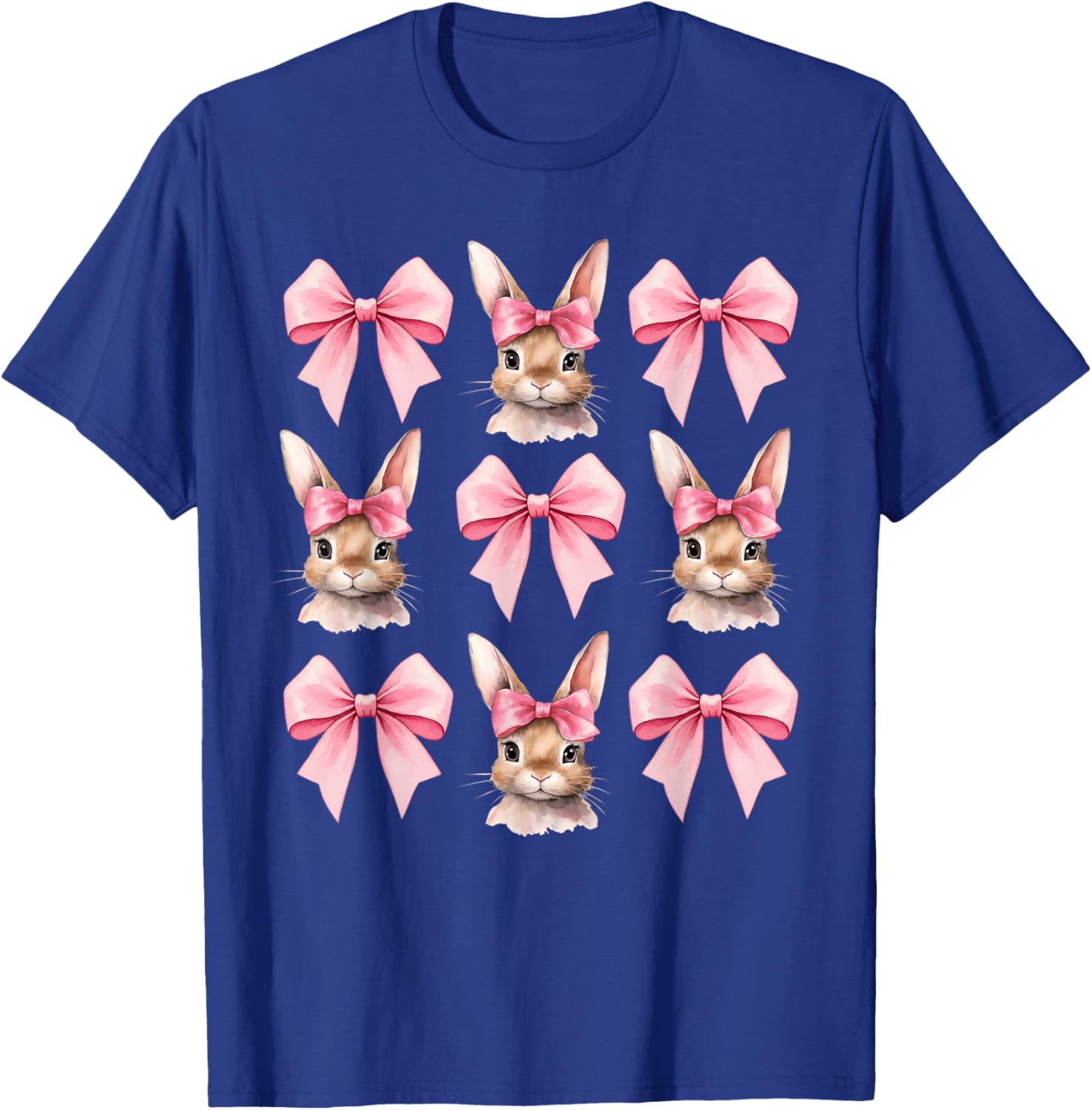 Cute Easter Bunny Face Coquette Bow Easter Day Girls Women T-Shirt