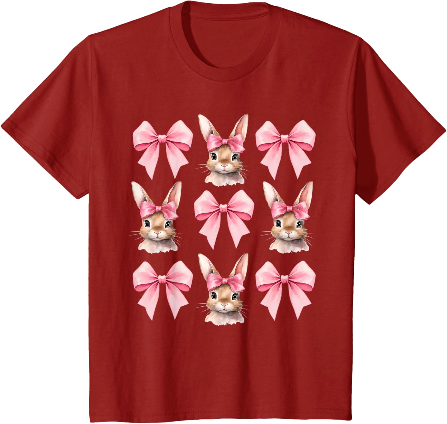 Cute Easter Bunny Face Coquette Bow Easter Day Girls Women T-Shirt