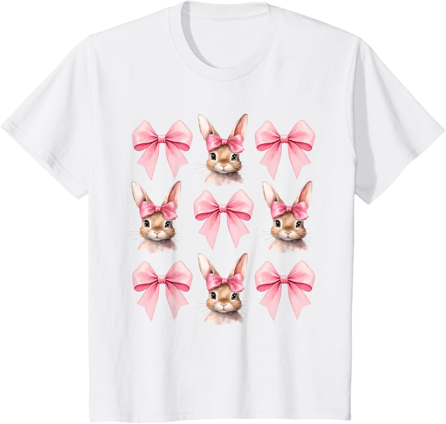 Cute Easter Bunny Face Coquette Bow Easter Day Girls Women T-Shirt