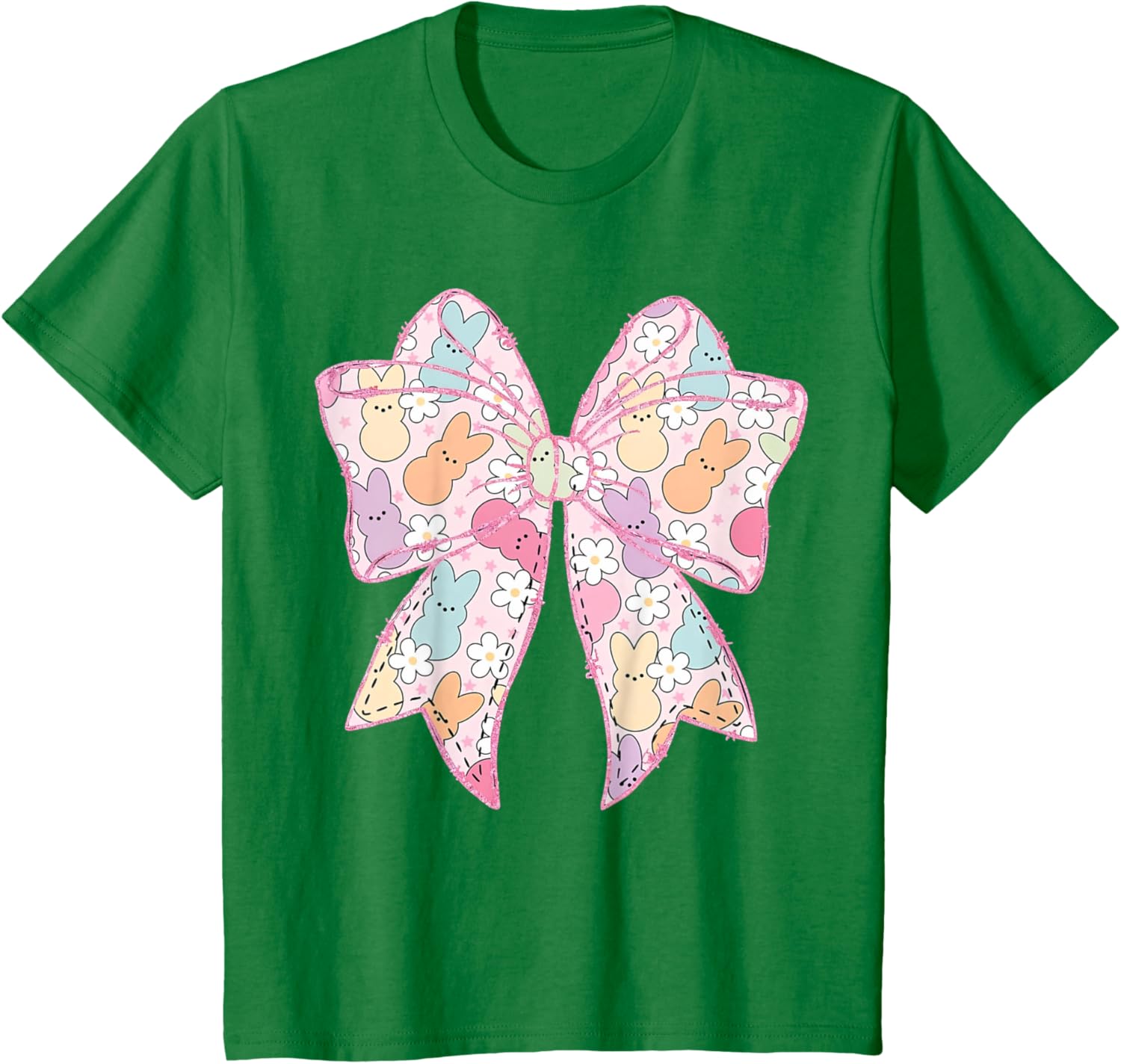 Cute Easter Bunny Face Coquette Bow Easter Day Girls Women T-Shirt