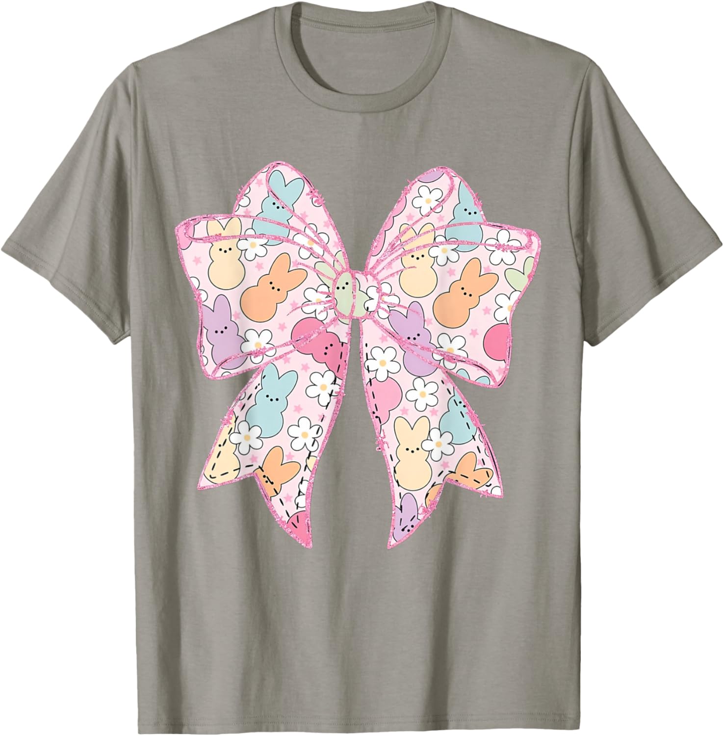 Cute Easter Bunny Face Coquette Bow Easter Day Girls Women T-Shirt
