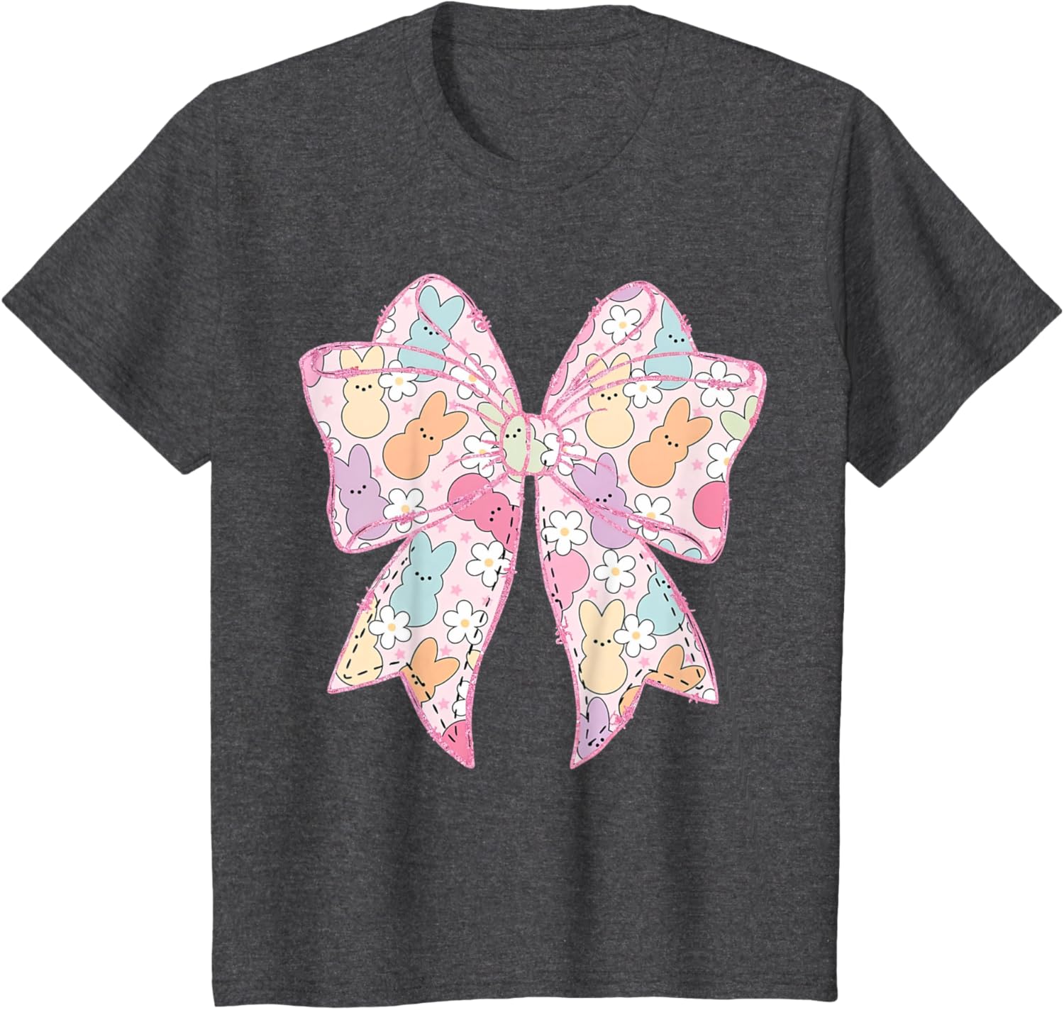 Cute Easter Bunny Face Coquette Bow Easter Day Girls Women T-Shirt