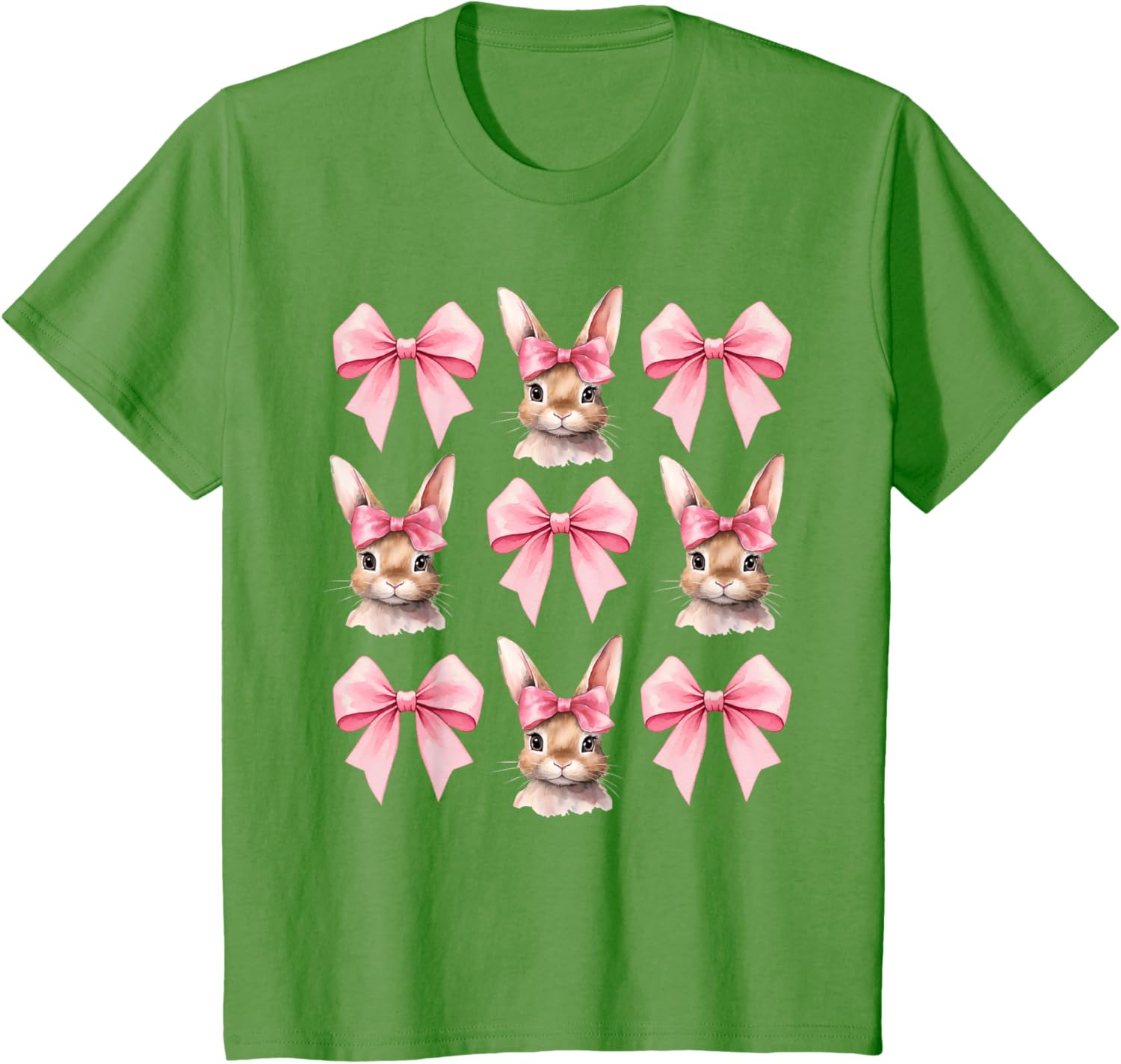 Cute Easter Bunny Face Coquette Bow Easter Day Girls Women T-Shirt