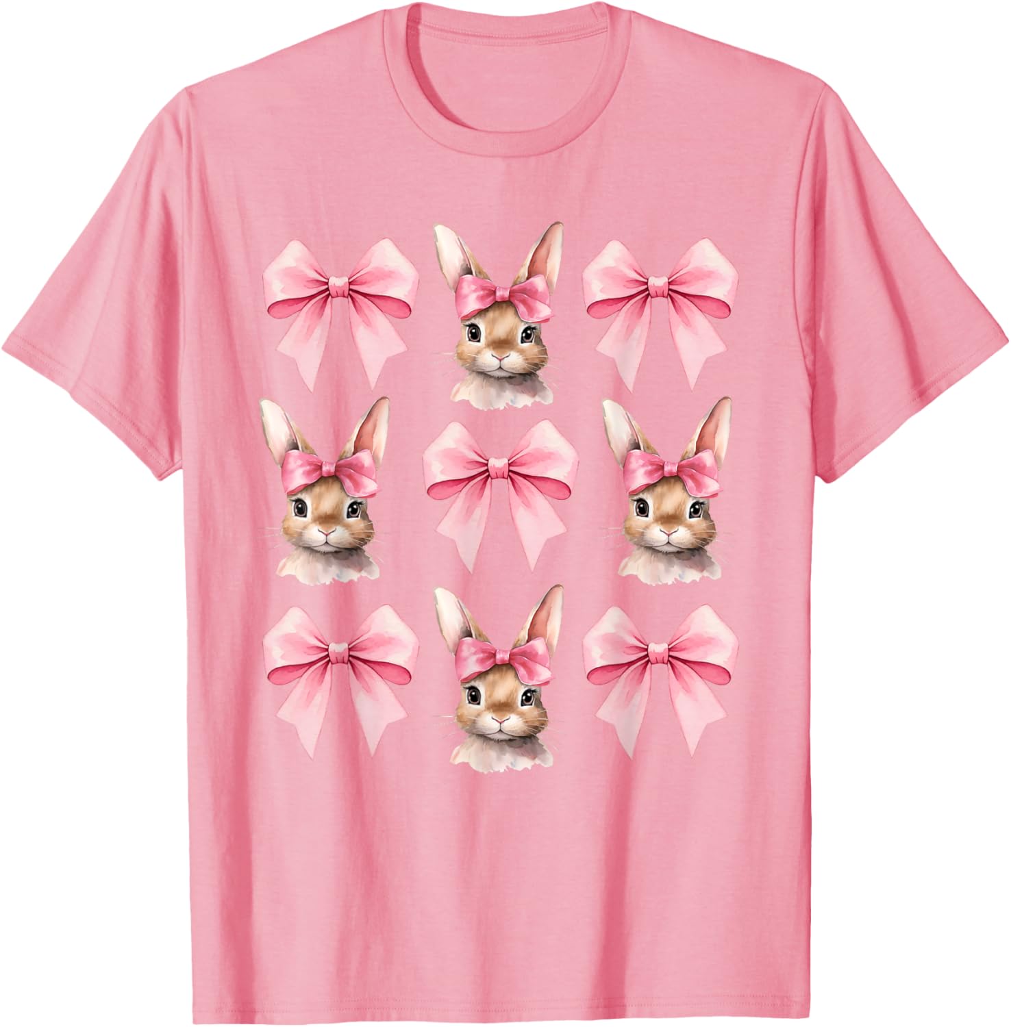 Cute Easter Bunny Face Coquette Bow Easter Day Girls Women T-Shirt