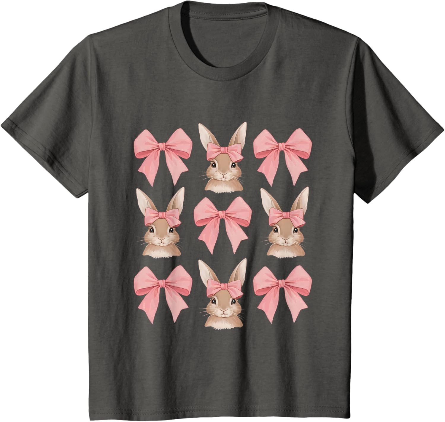 Cute Easter Bunny Face Coquette Bow Easter Day Girls Women T-Shirt