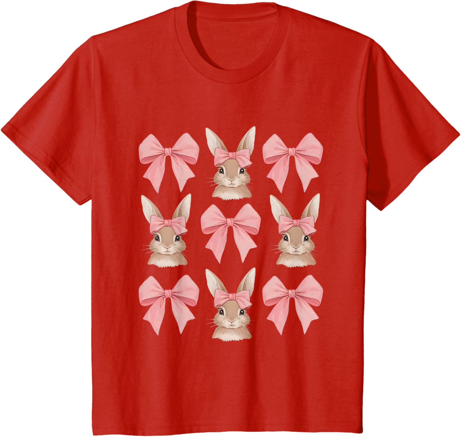 Cute Easter Bunny Face Coquette Bow Easter Day Girls Women T-Shirt