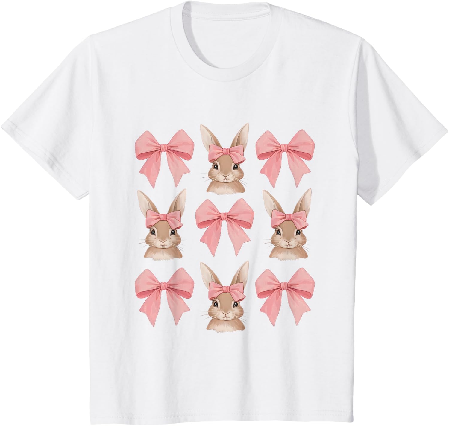 Cute Easter Bunny Face Coquette Bow Easter Day Girls Women T-Shirt