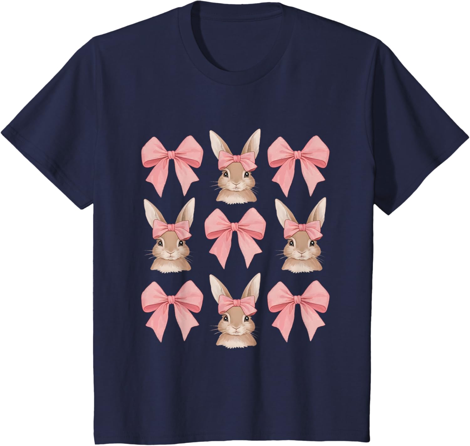 Cute Easter Bunny Face Coquette Bow Easter Day Girls Women T-Shirt