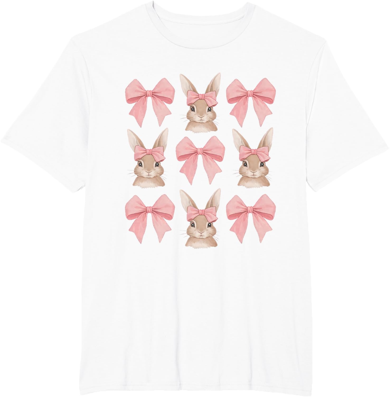 Cute Easter Bunny Face Coquette Bow Easter Day Girls Women T-Shirt