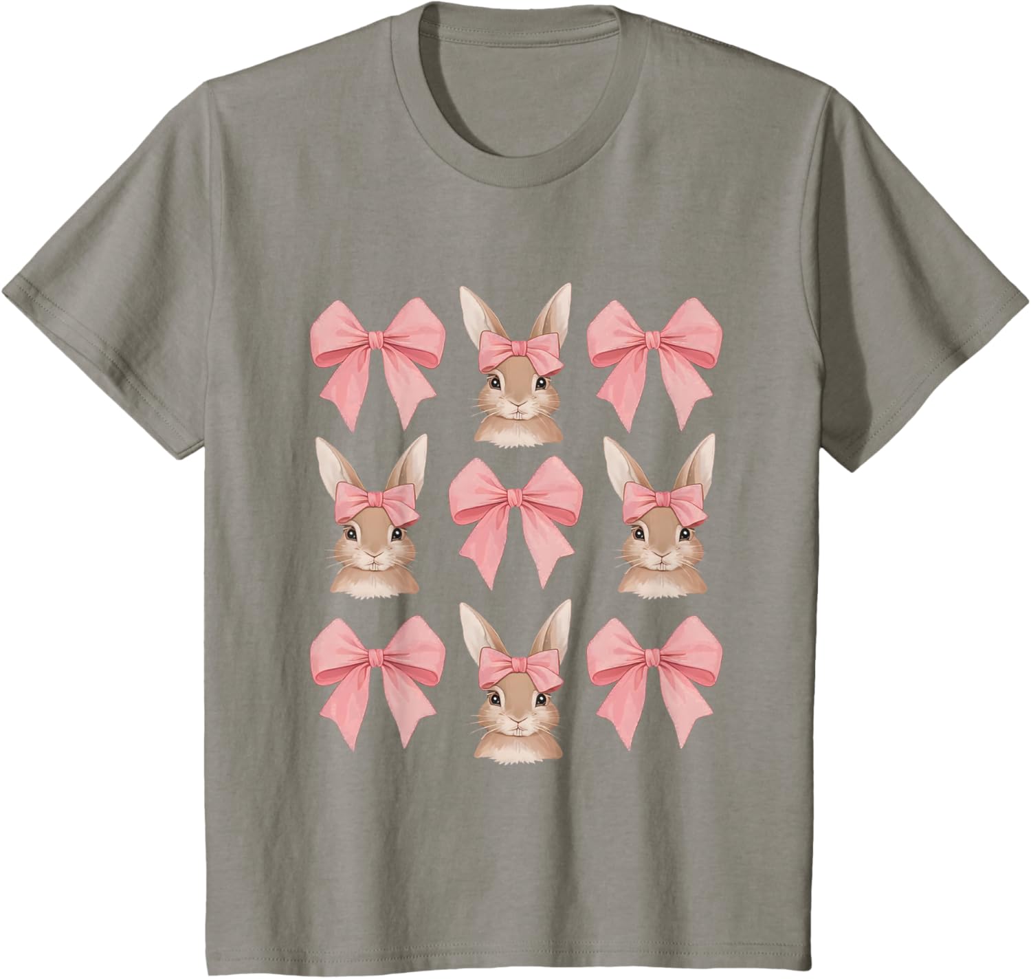 Cute Easter Bunny Face Coquette Bow Easter Day Girls Women T-Shirt