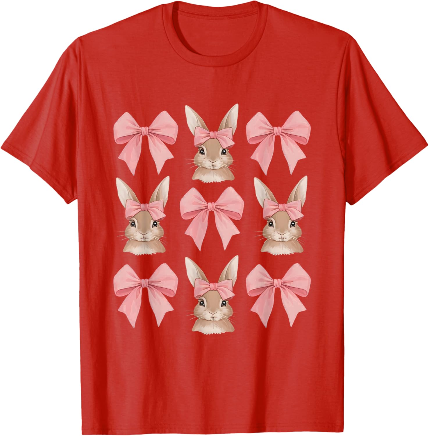 Cute Easter Bunny Face Coquette Bow Easter Day Girls Women T-Shirt