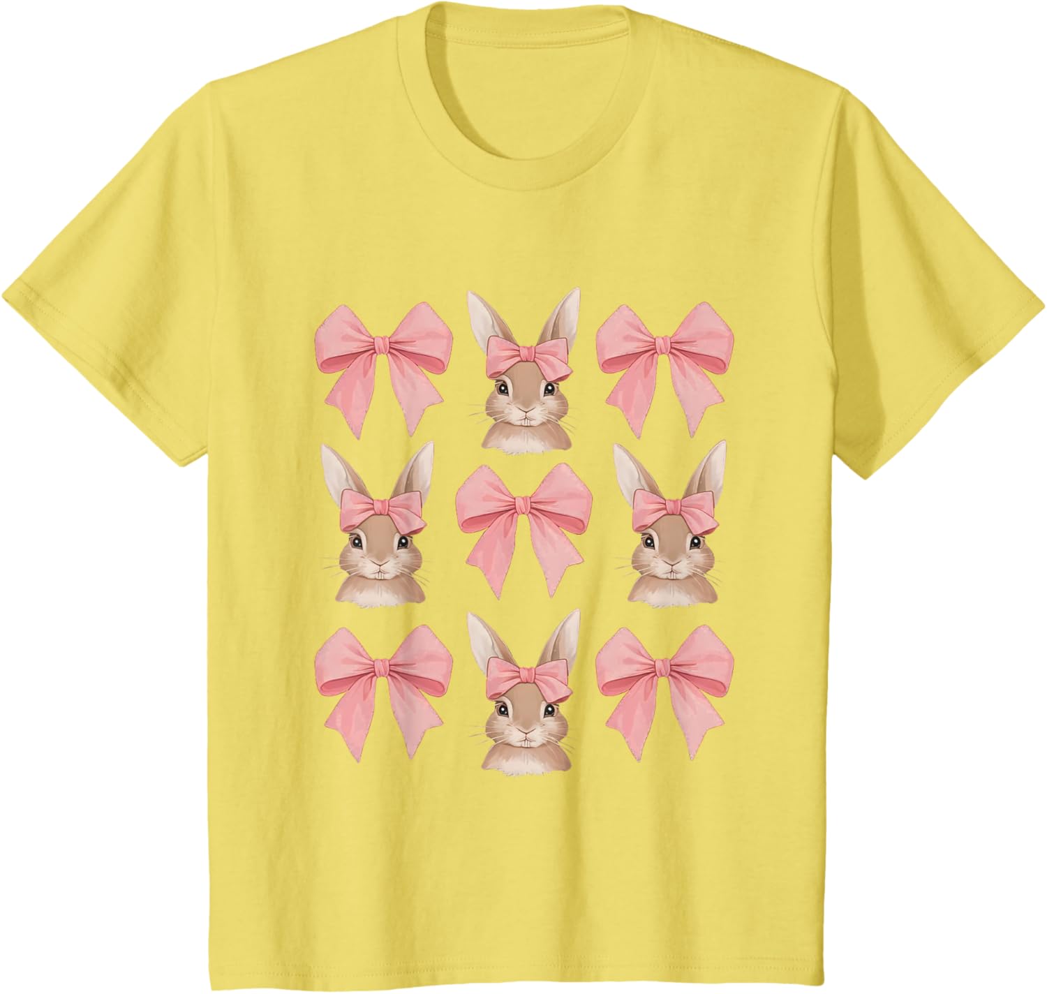 Cute Easter Bunny Face Coquette Bow Easter Day Girls Women T-Shirt