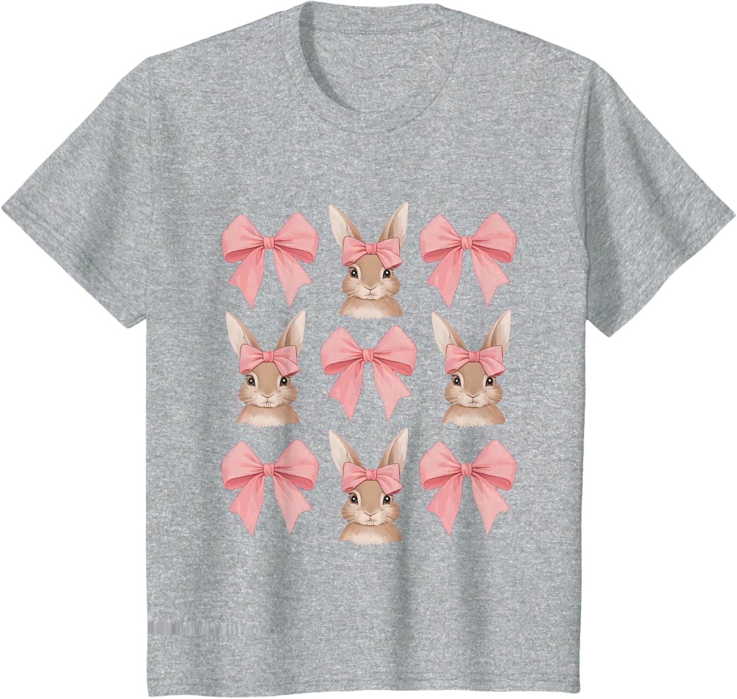 Cute Easter Bunny Face Coquette Bow Easter Day Girls Women T-Shirt