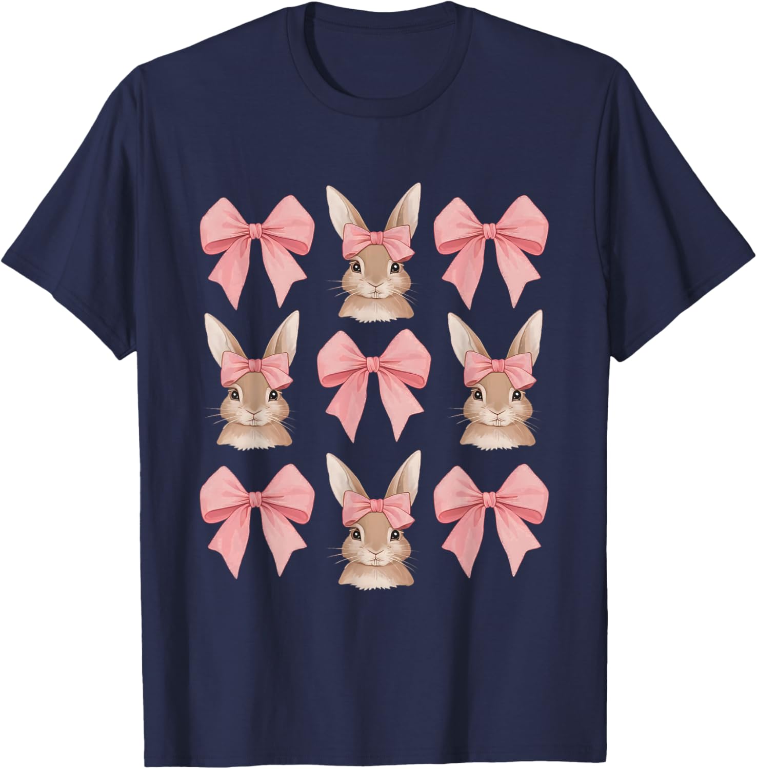 Cute Easter Bunny Face Coquette Bow Easter Day Girls Women T-Shirt