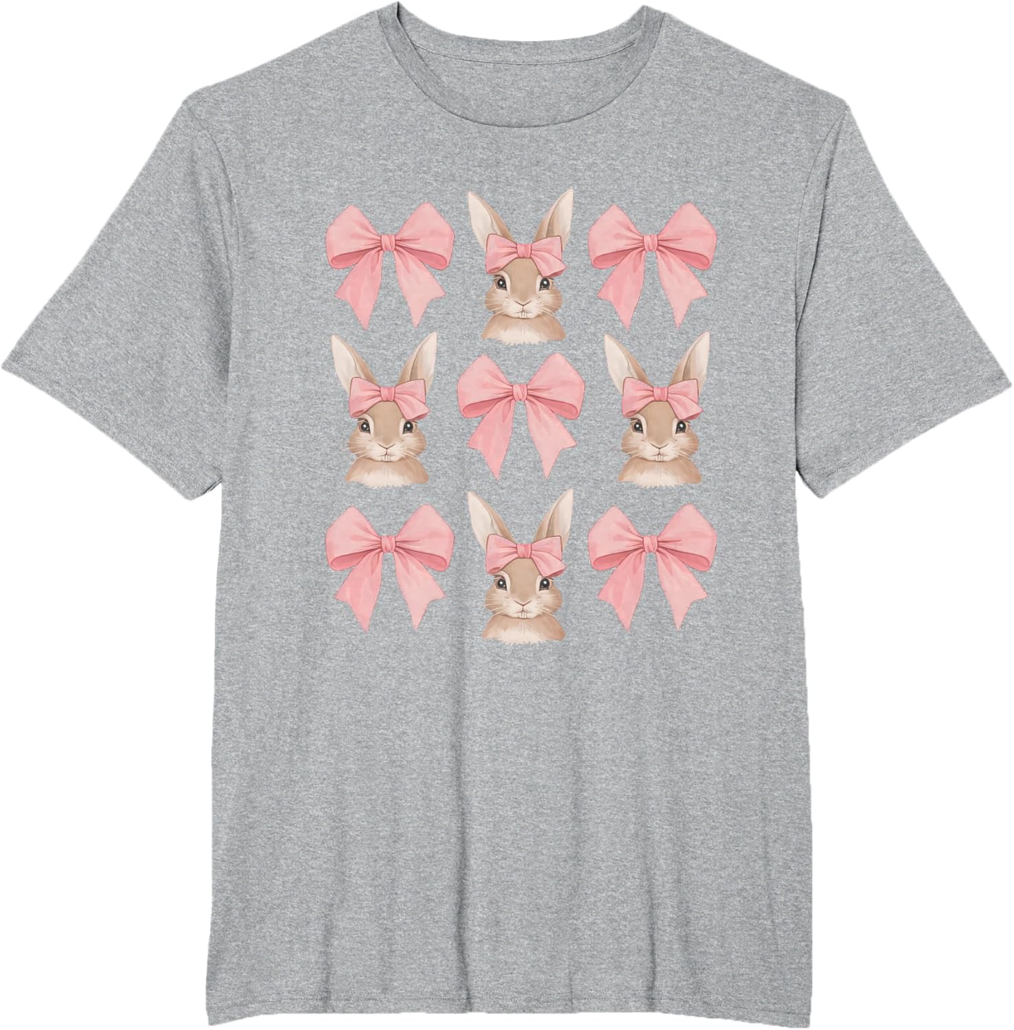 Cute Easter Bunny Face Coquette Bow Easter Day Girls Women T-Shirt