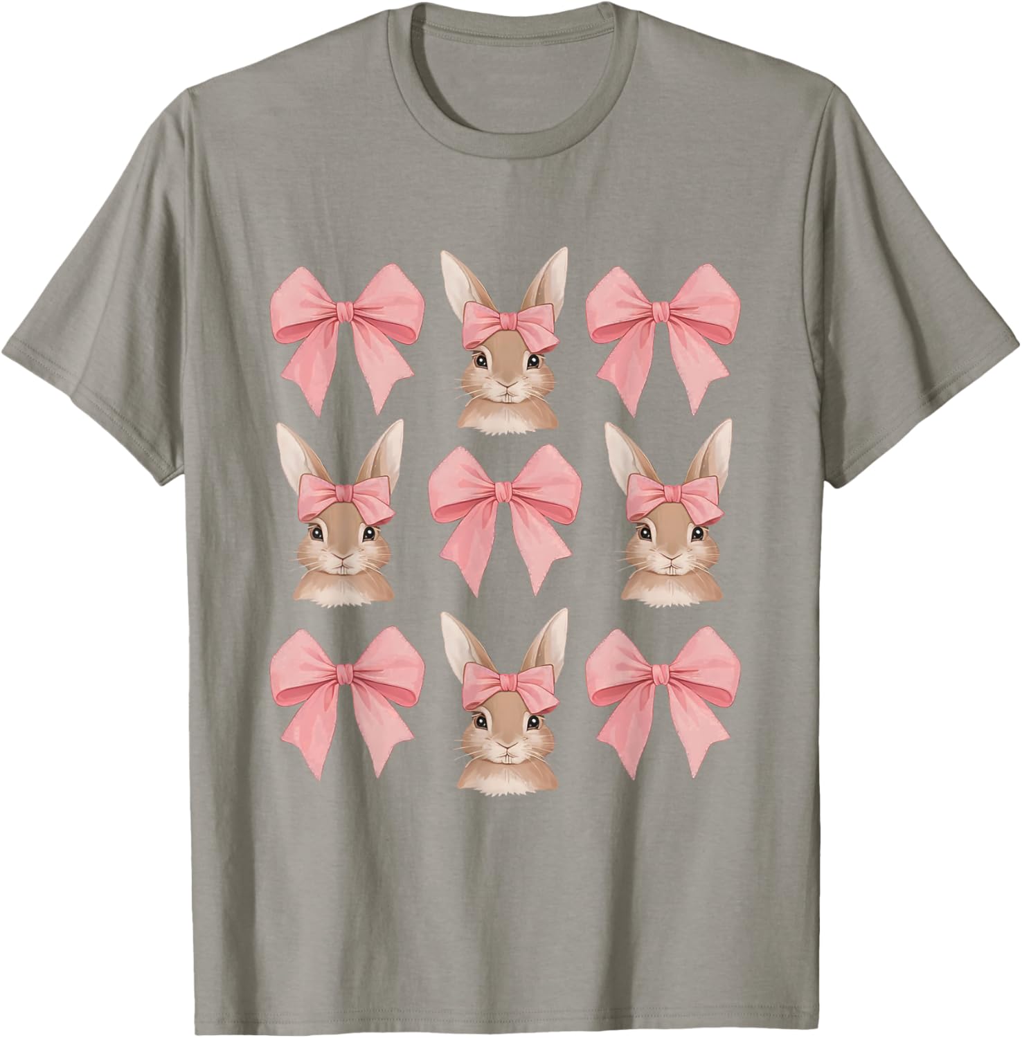 Cute Easter Bunny Face Coquette Bow Easter Day Girls Women T-Shirt