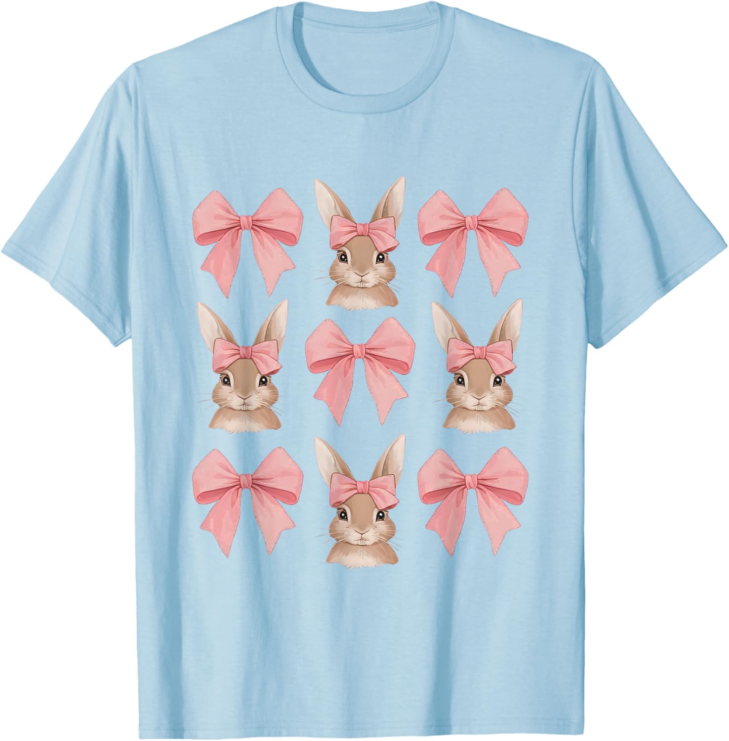 Cute Easter Bunny Face Coquette Bow Easter Day Girls Women T-Shirt