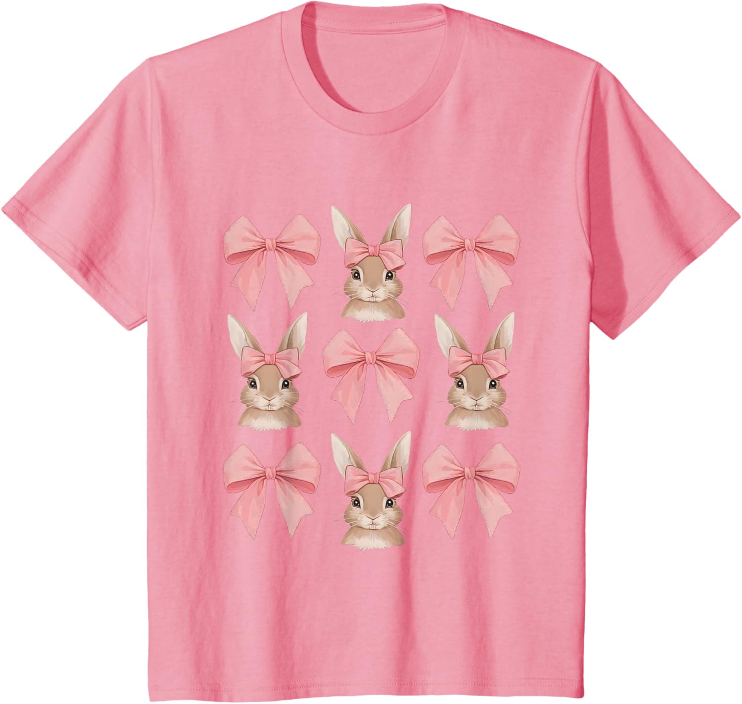 Cute Easter Bunny Face Coquette Bow Easter Day Girls Women T-Shirt