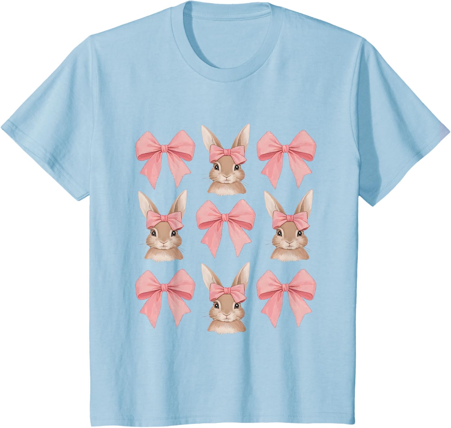 Cute Easter Bunny Face Coquette Bow Easter Day Girls Women T-Shirt