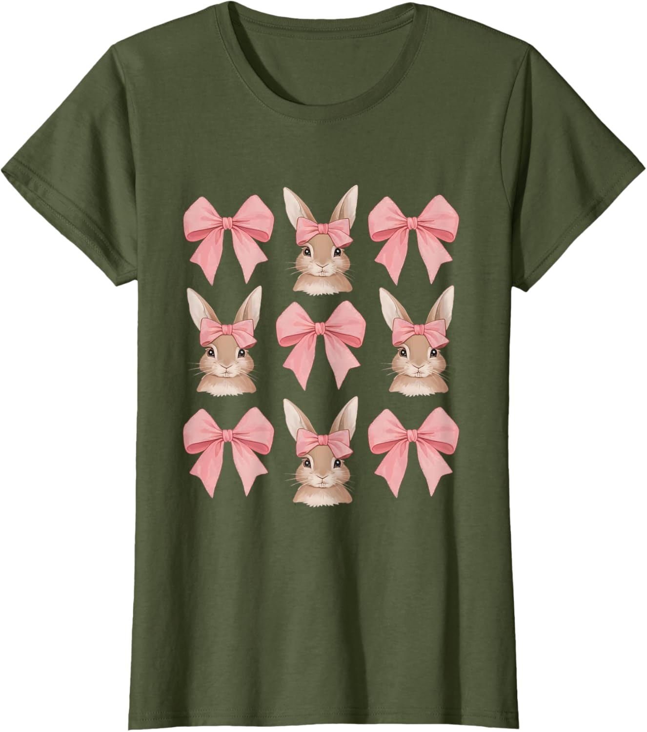 Cute Easter Bunny Face Coquette Bow Easter Day Girls Women T-Shirt