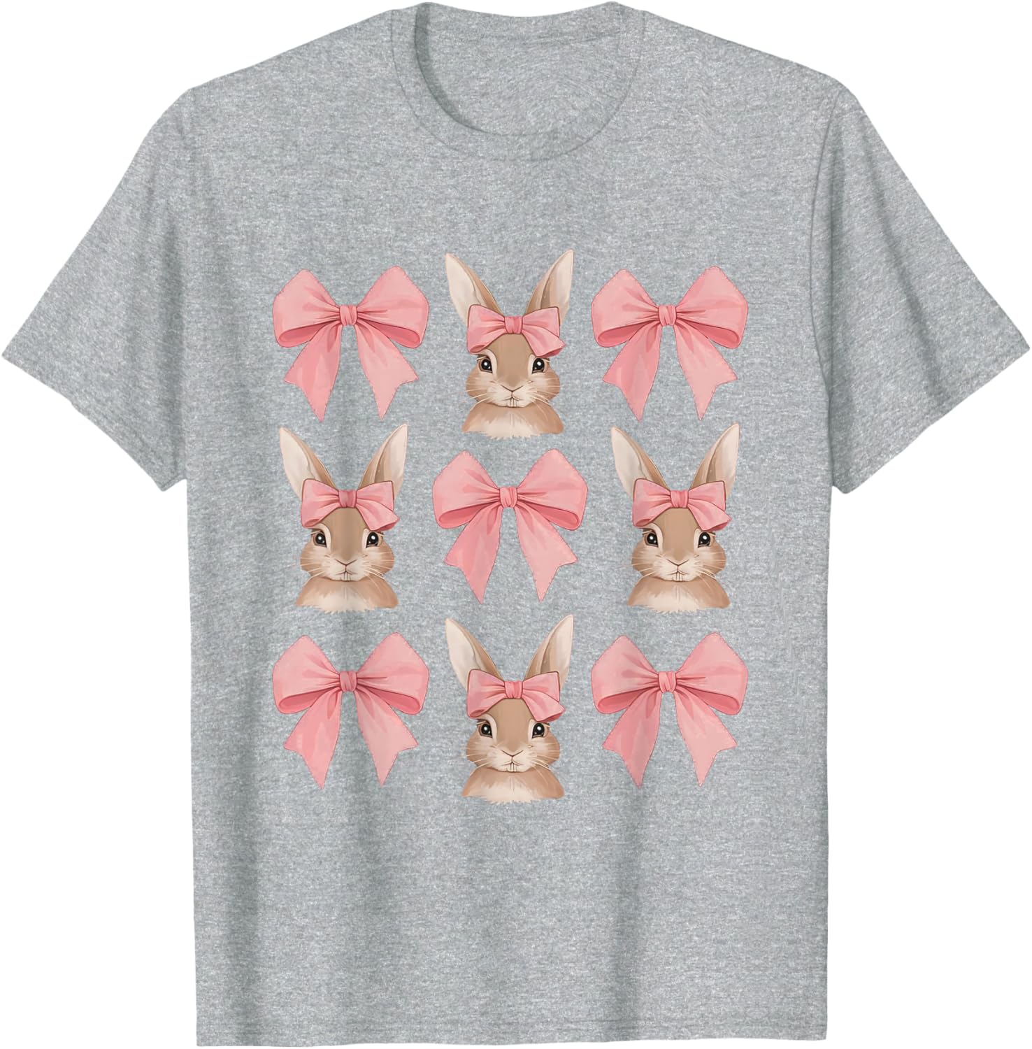 Cute Easter Bunny Face Coquette Bow Easter Day Girls Women T-Shirt