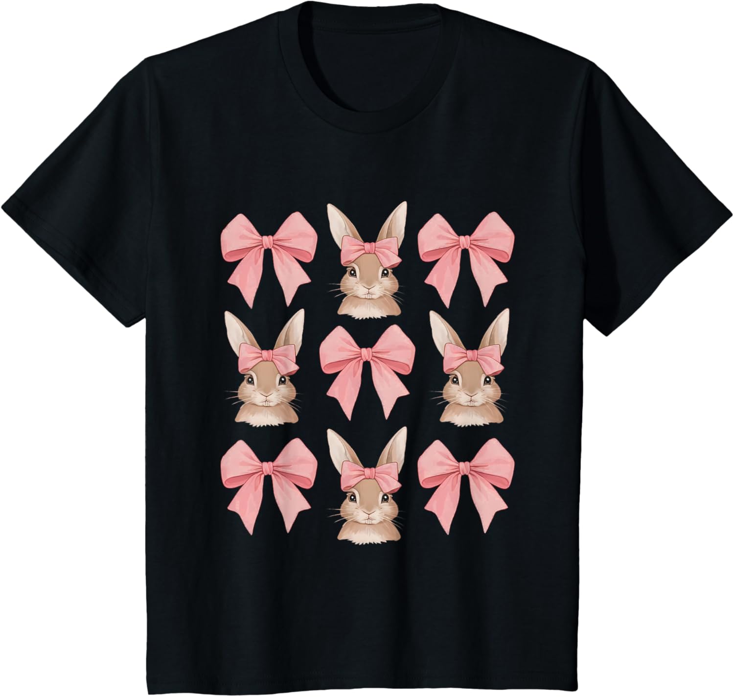 Cute Easter Bunny Face Coquette Bow Easter Day Girls Women T-Shirt