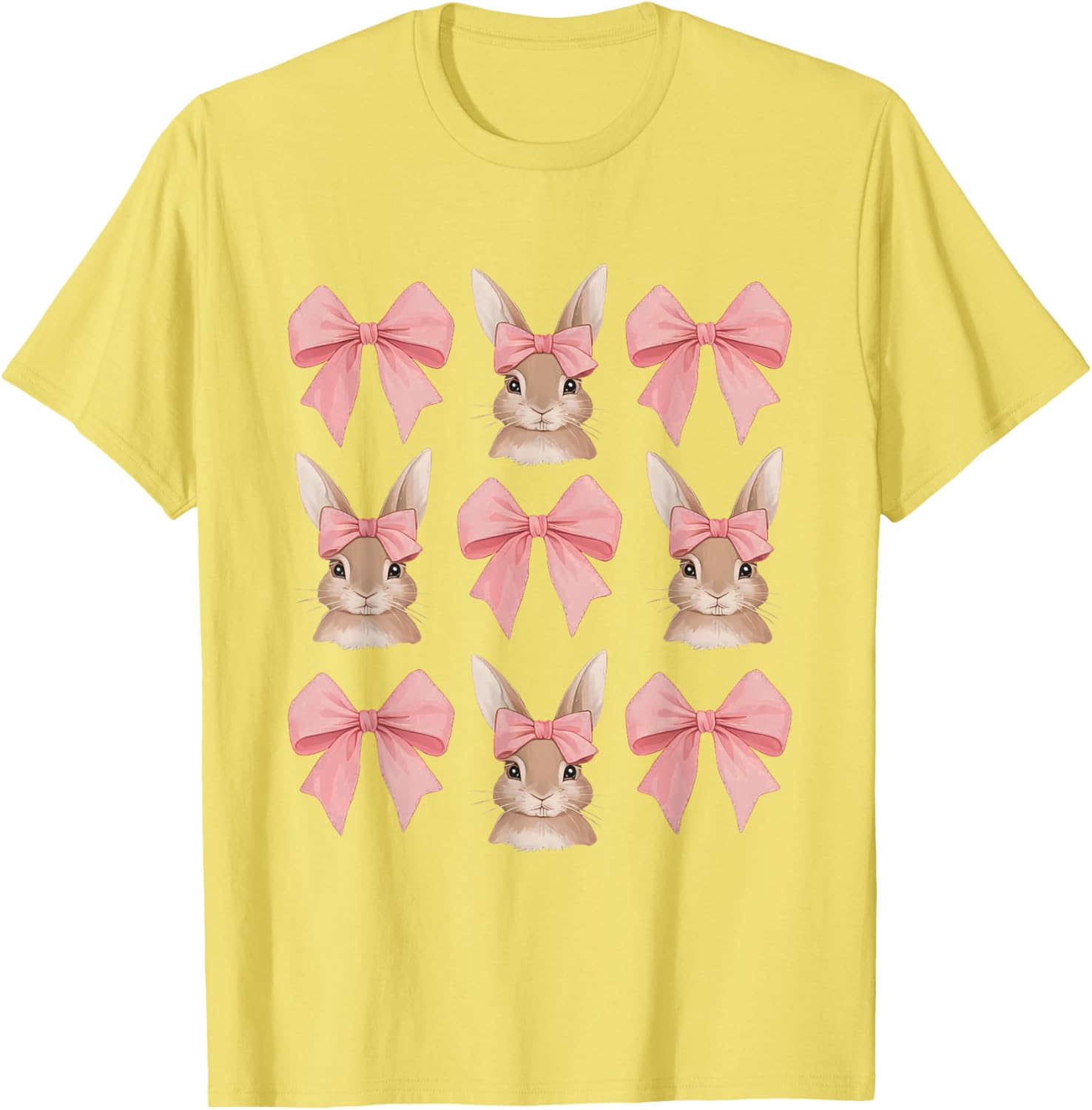 Cute Easter Bunny Face Coquette Bow Easter Day Girls Women T-Shirt