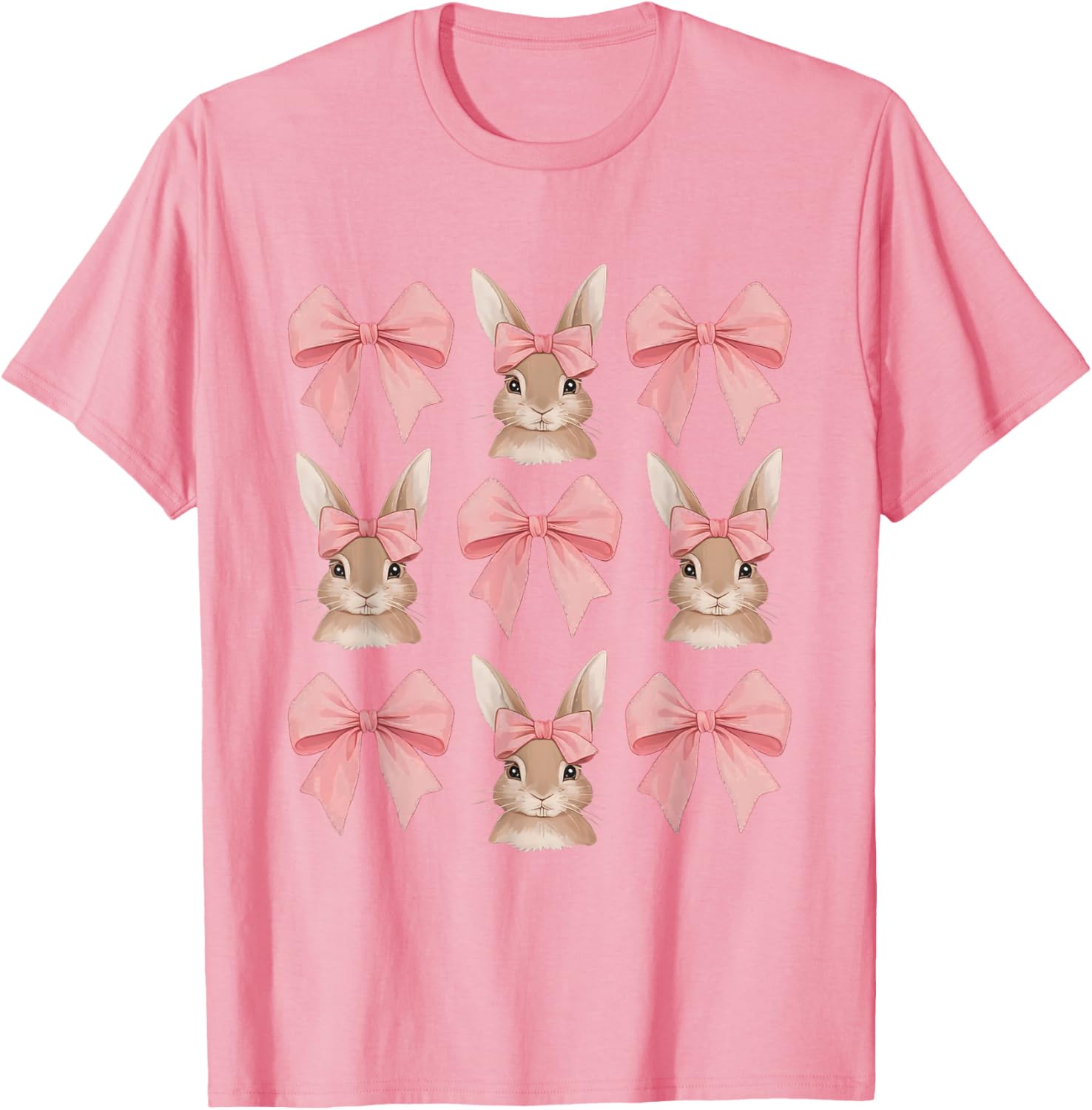 Cute Easter Bunny Face Coquette Bow Easter Day Girls Women T-Shirt