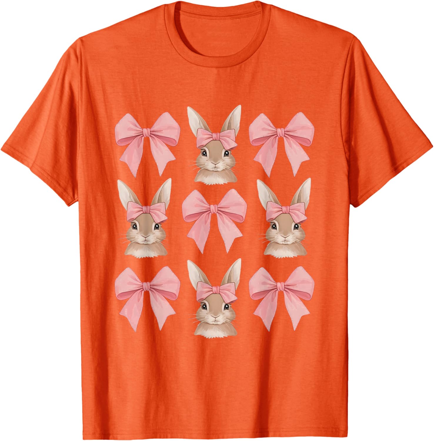 Cute Easter Bunny Face Coquette Bow Easter Day Girls Women T-Shirt