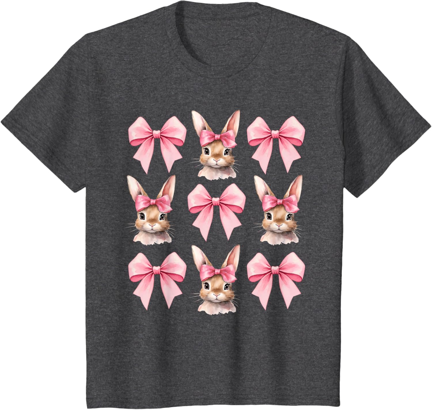 Cute Easter Bunny Face Coquette Bow Easter Day Girls Women T-Shirt