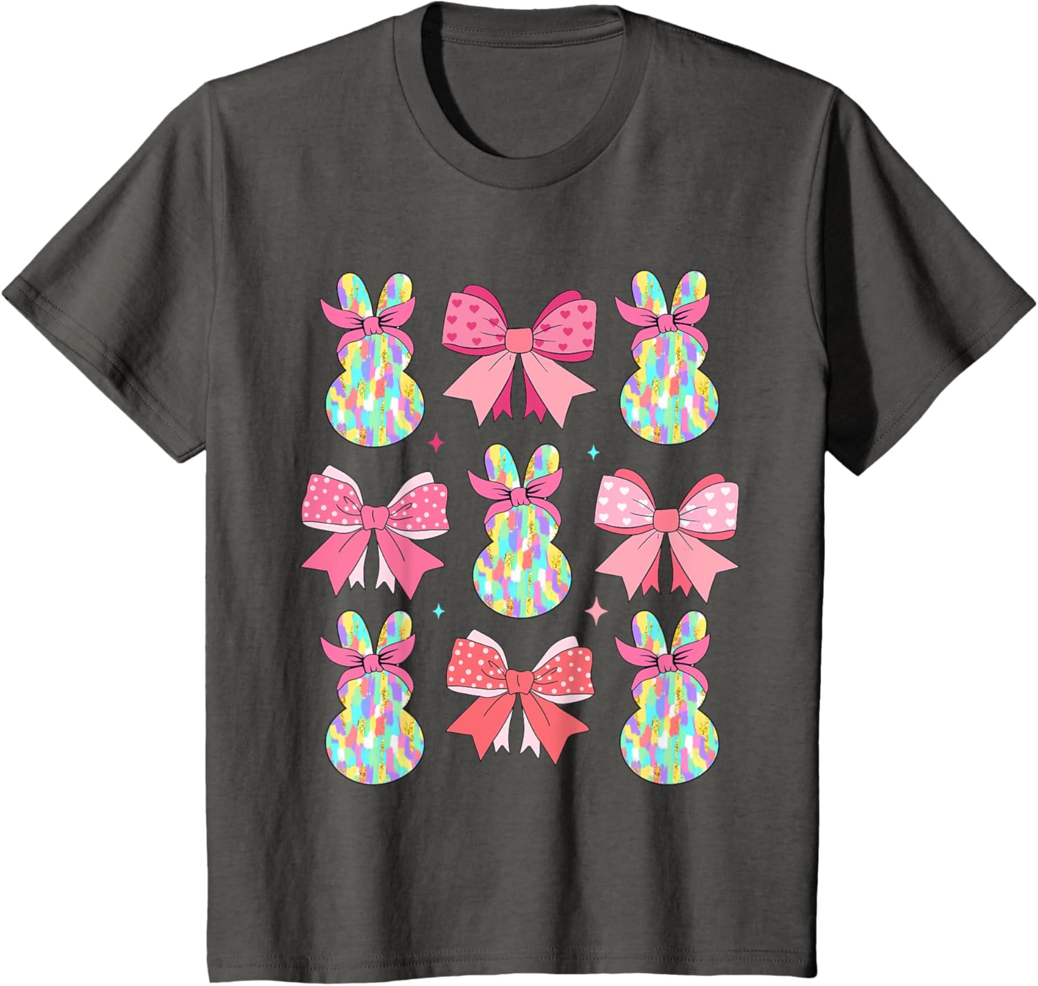 Cute Easter Bunny Face Coquette Bow Easter Day Girls Women T-Shirt