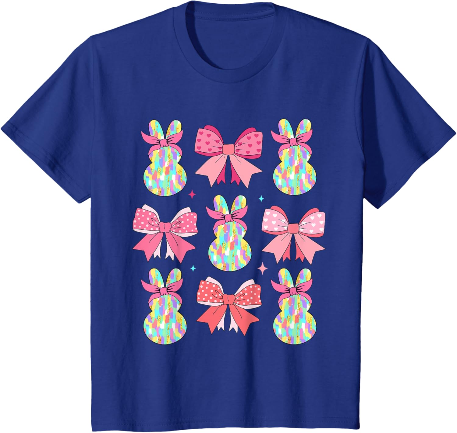 Cute Easter Bunny Face Coquette Bow Easter Day Girls Women T-Shirt