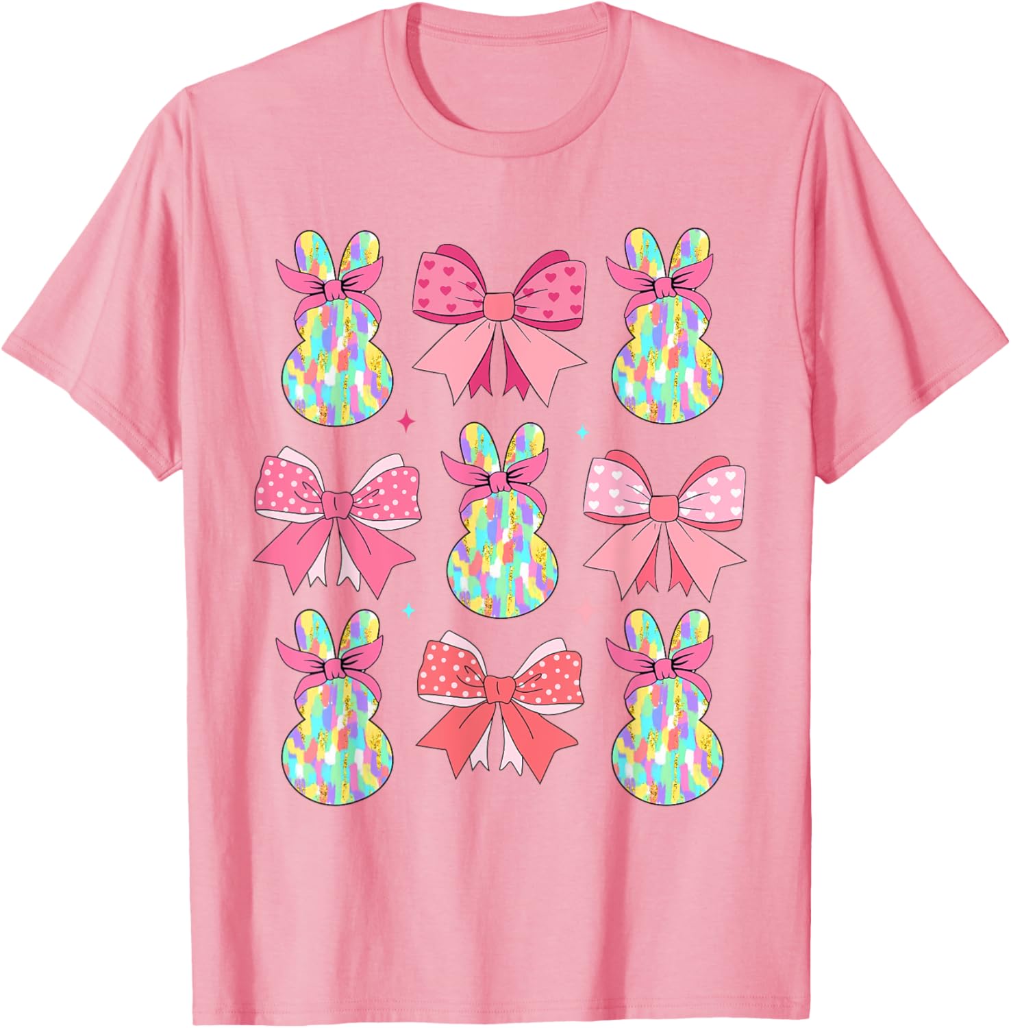 Cute Easter Bunny Face Coquette Bow Easter Day Girls Women T-Shirt