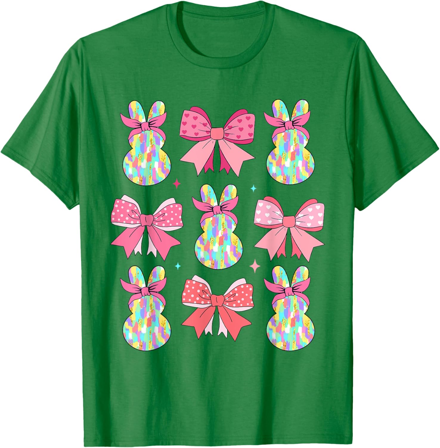 Cute Easter Bunny Face Coquette Bow Easter Day Girls Women T-Shirt