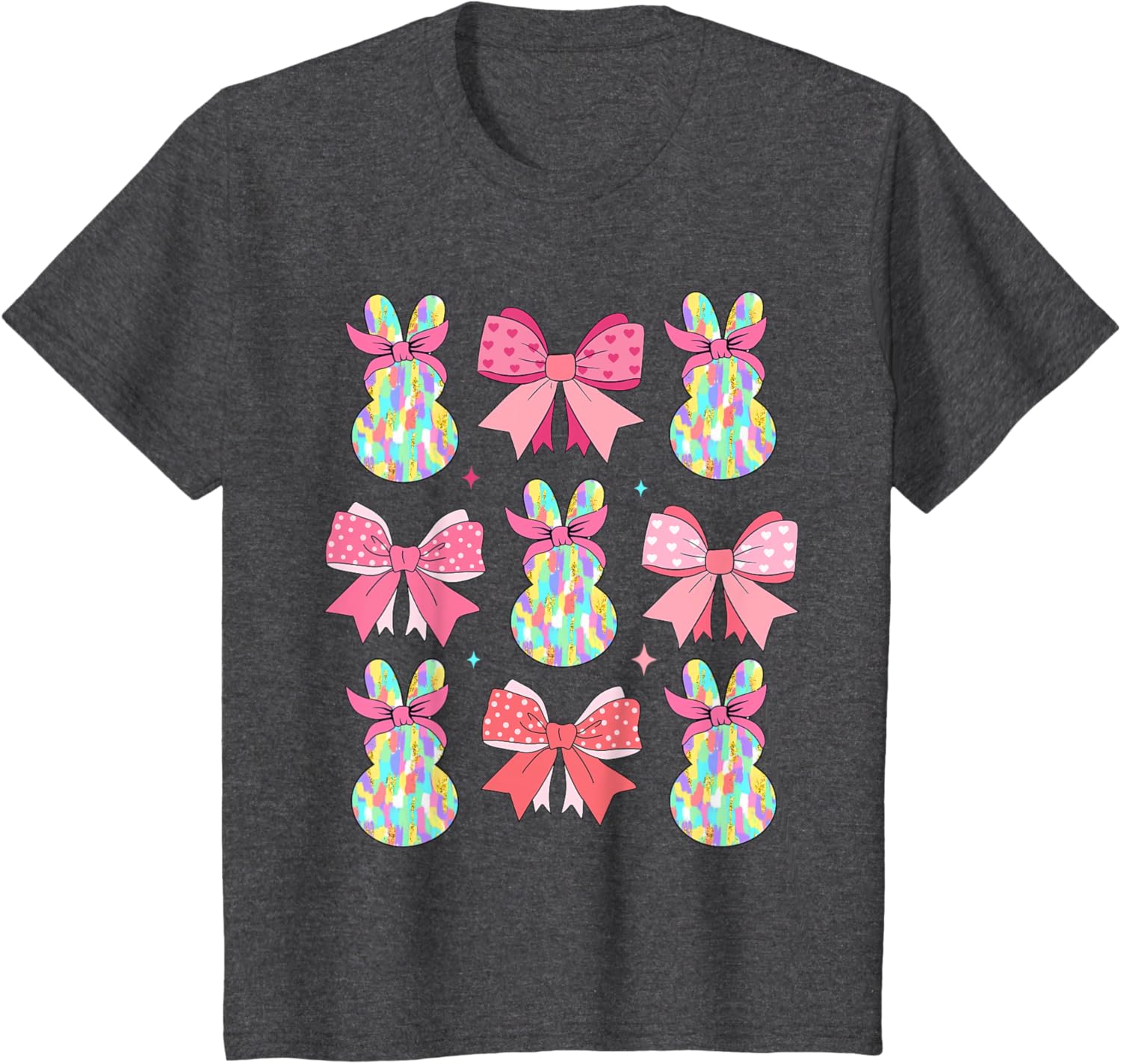 Cute Easter Bunny Face Coquette Bow Easter Day Girls Women T-Shirt